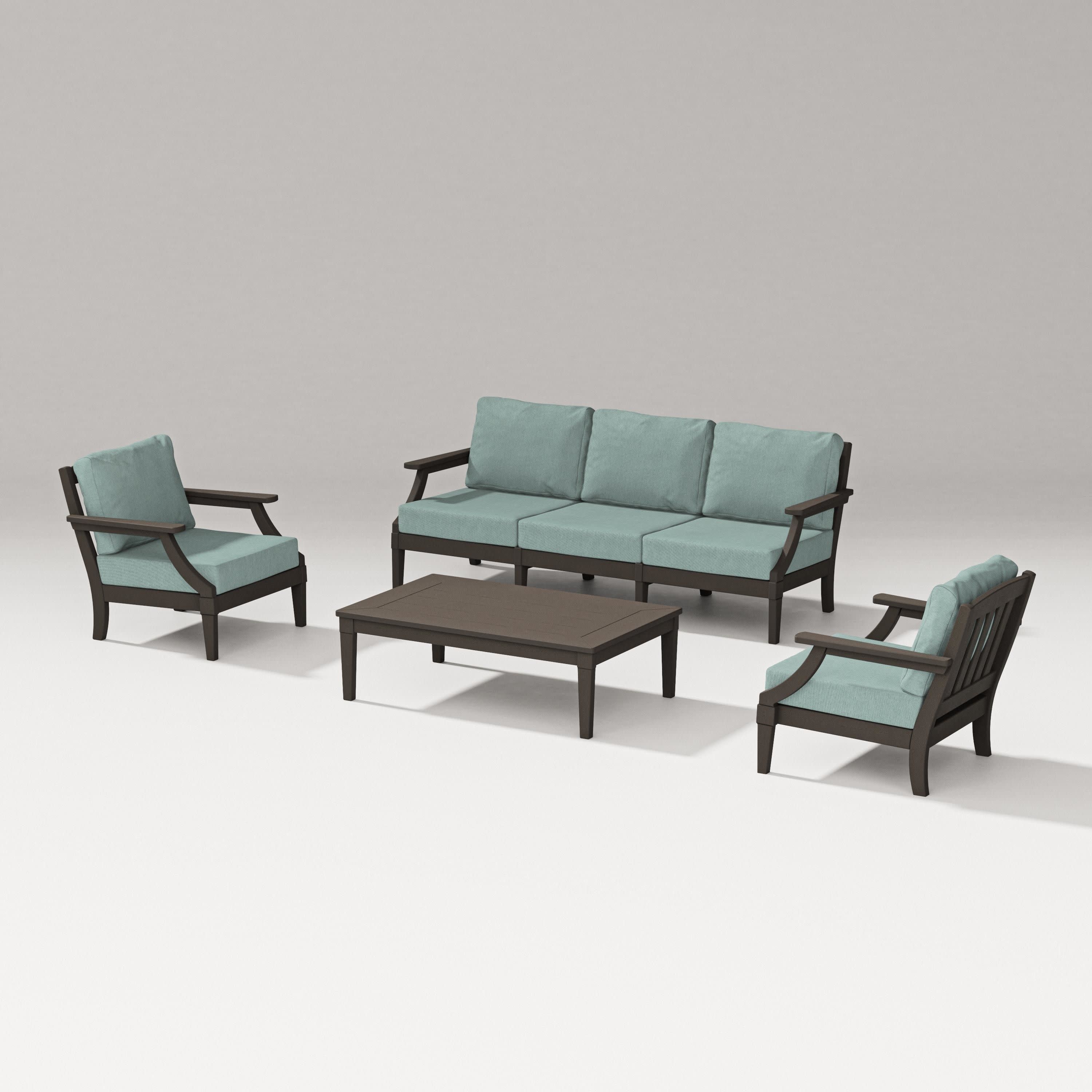 Estate 4-Piece Lounge Sofa Set in Vintage Coffee / Glacier Spa