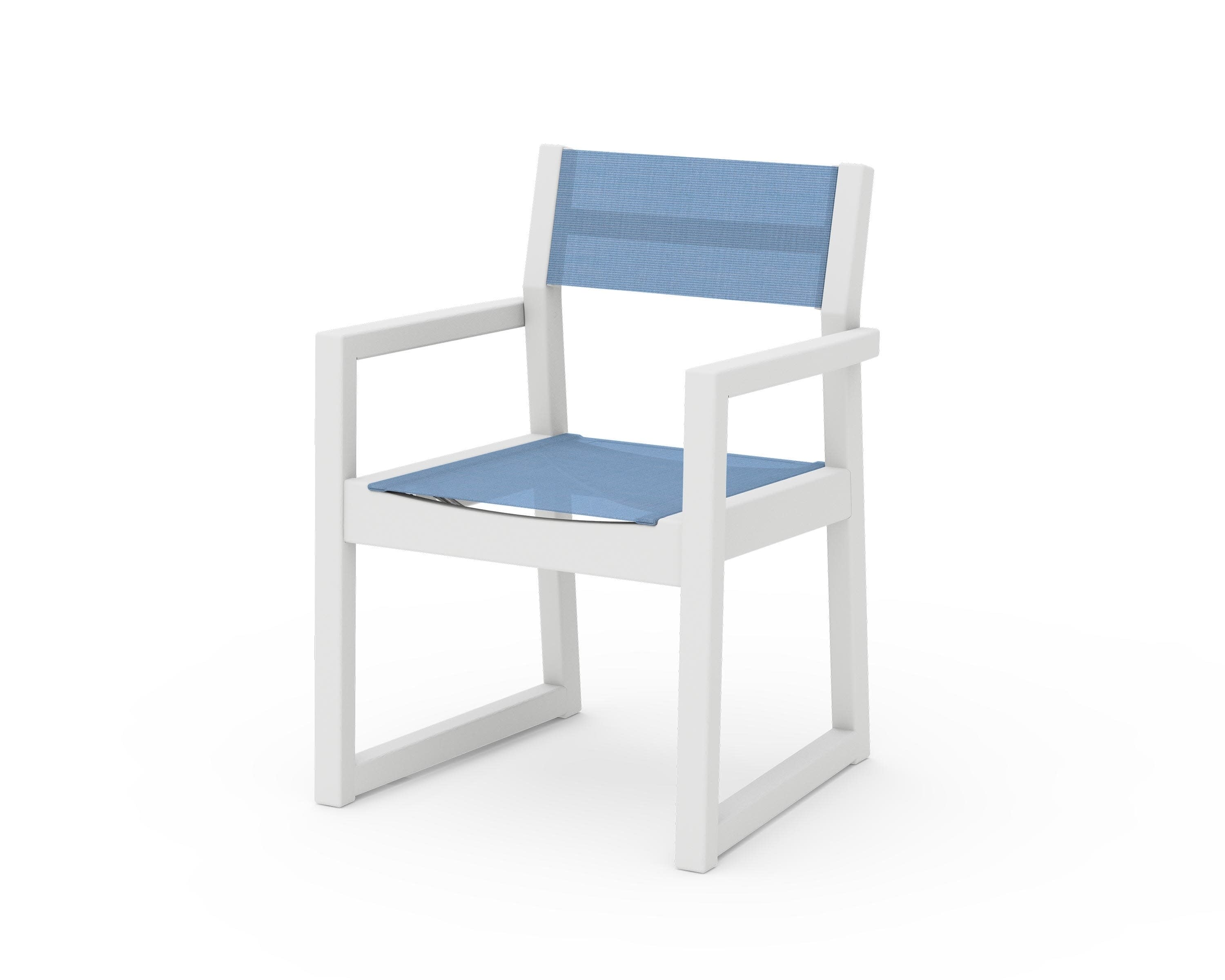 EDGE Sling Dining Arm Chair in White / Poolside Sling
