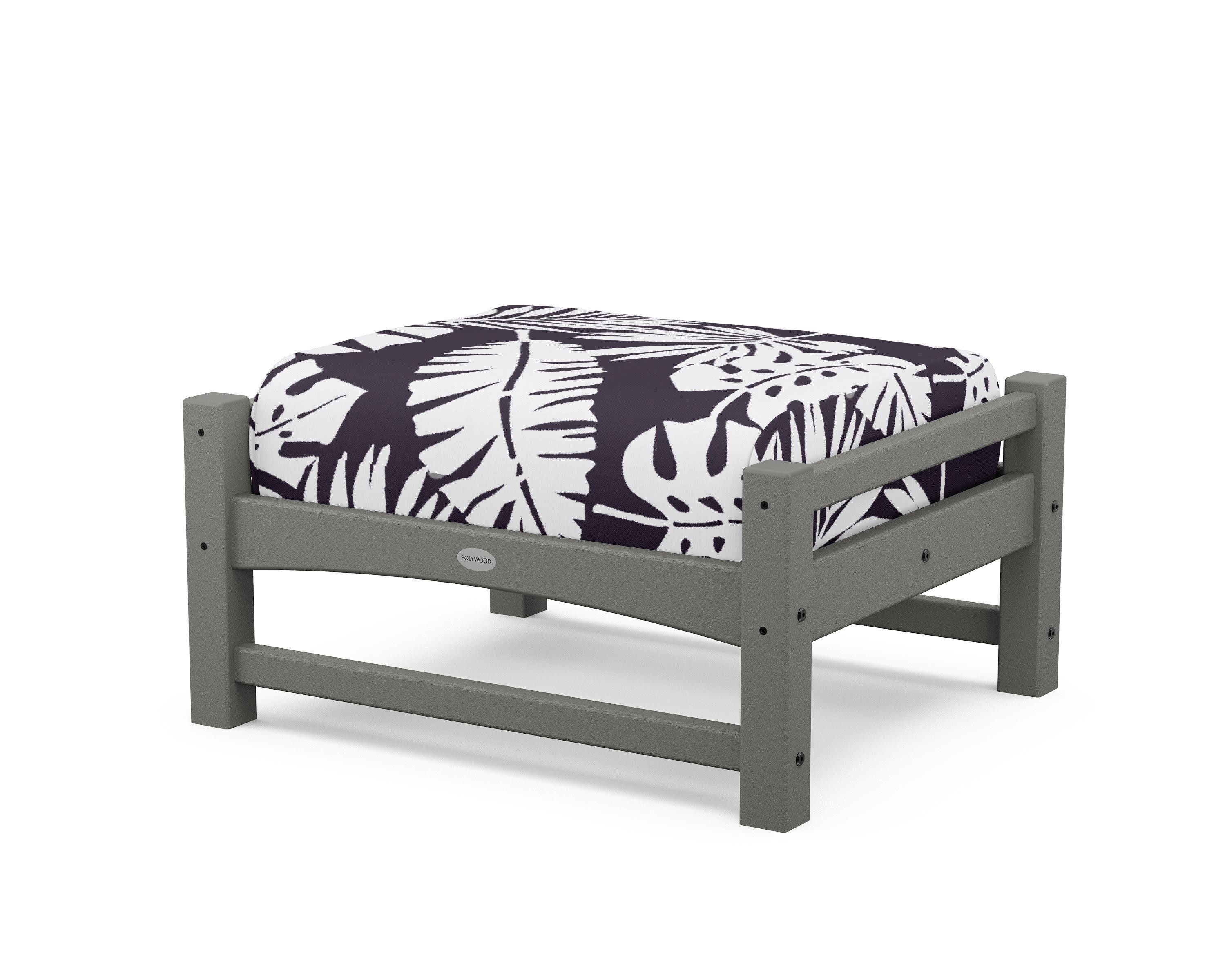 Club Ottoman in Slate Grey / Leaf Navy