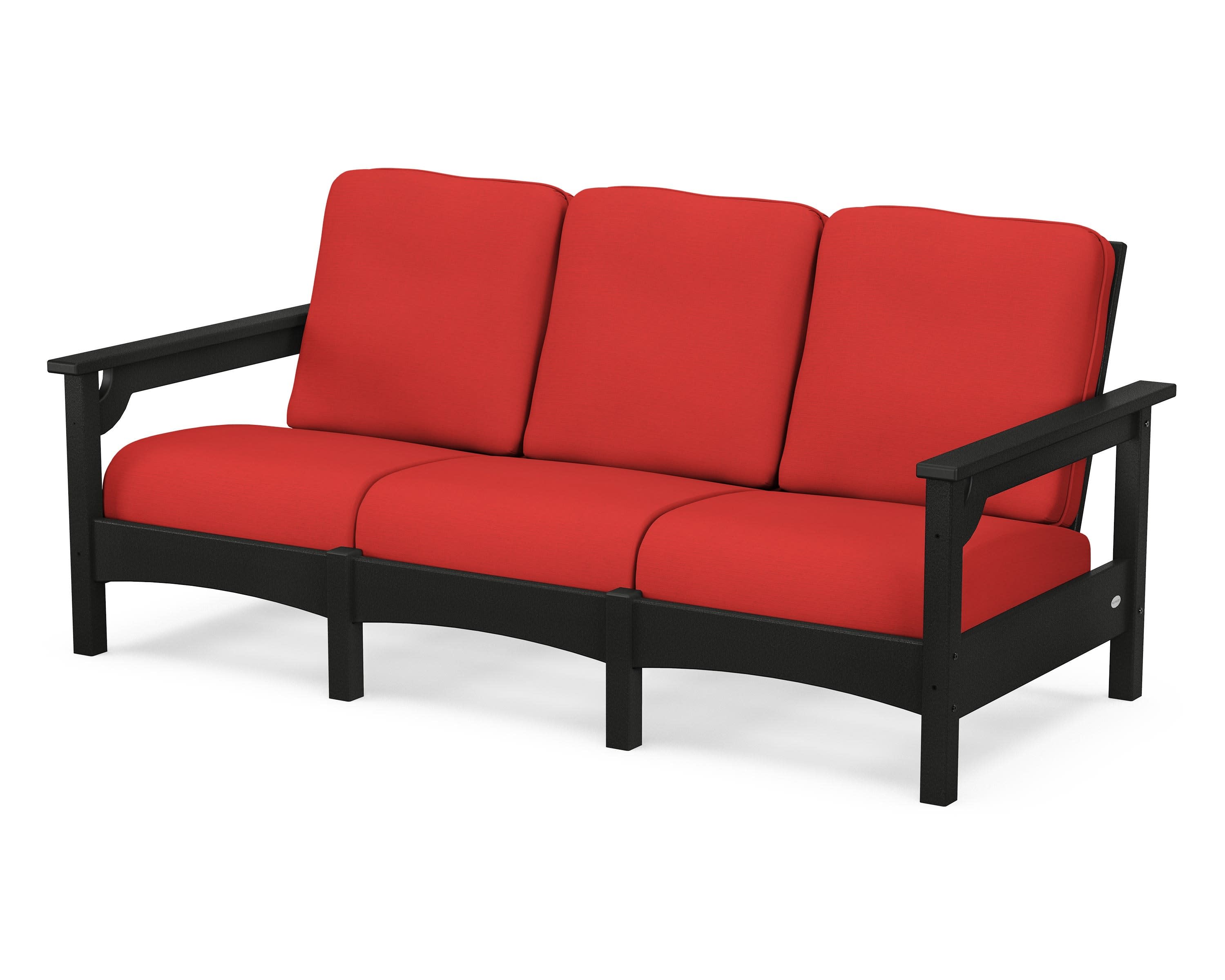 Club Sofa in Black / Crimson Linen