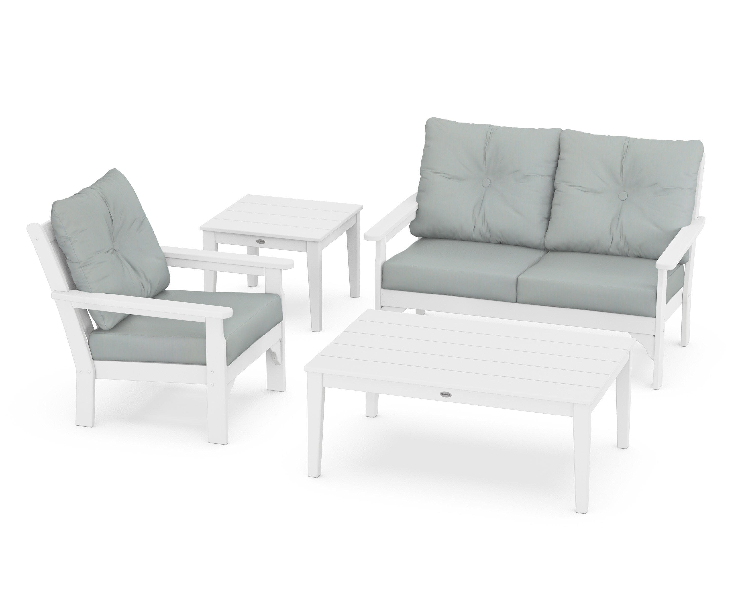 Vineyard 4-Piece Deep Seating Set in White / Spa