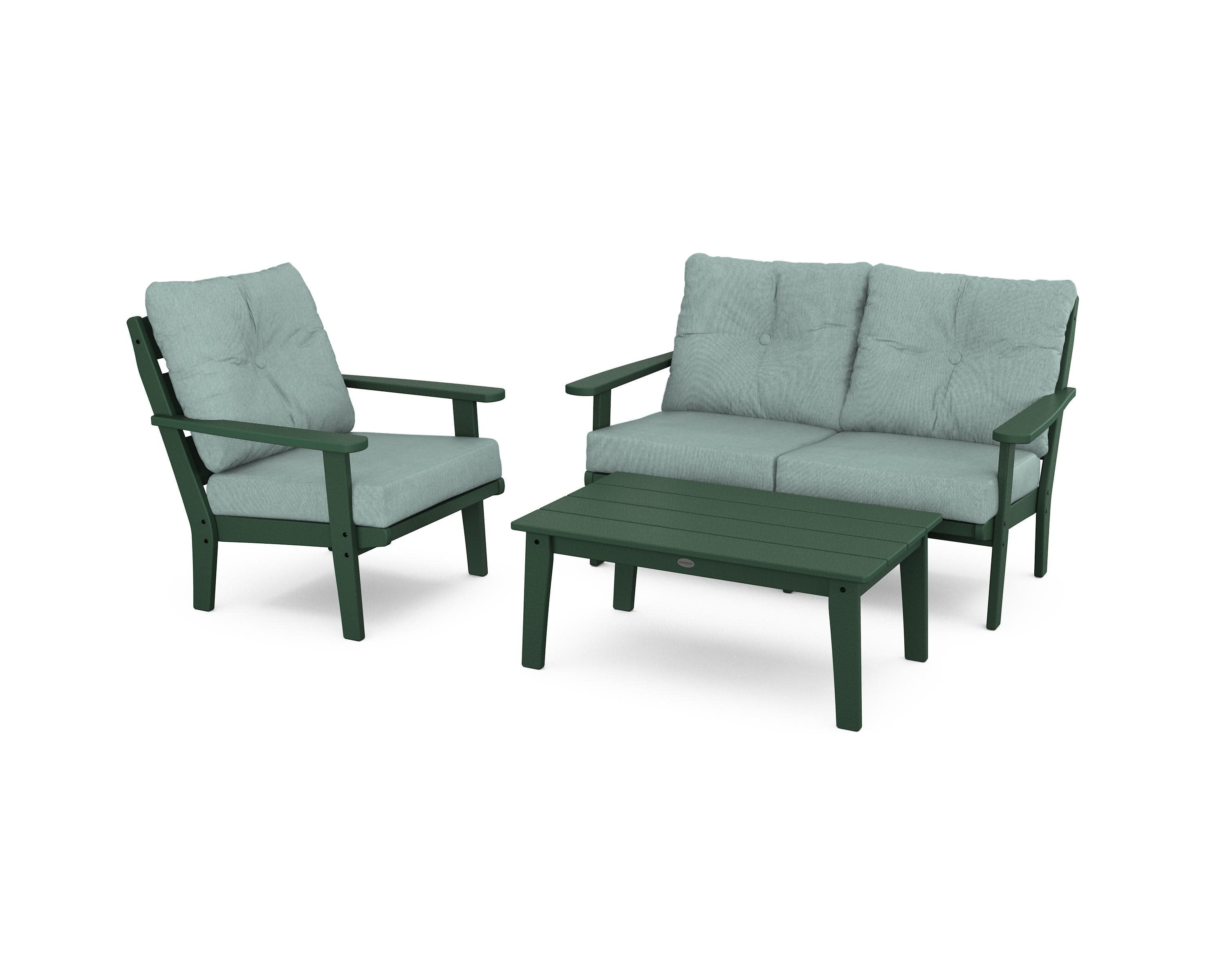 Lakeside 3-Piece Deep Seating Set in Green / Glacier Spa