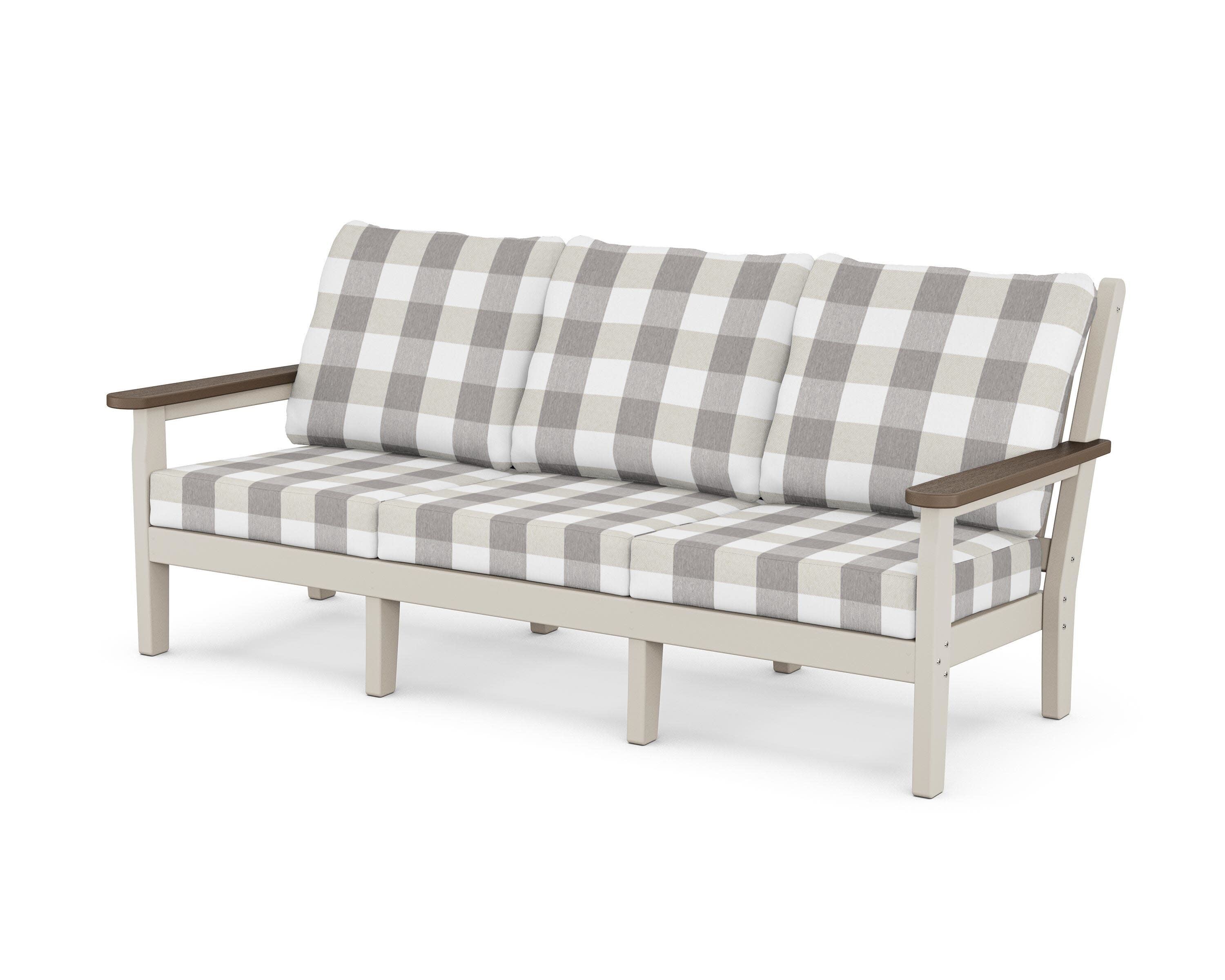 Chippendale Deep Seating Sofa in Sand / Kona / Buffalo Plaid Grey Mist
