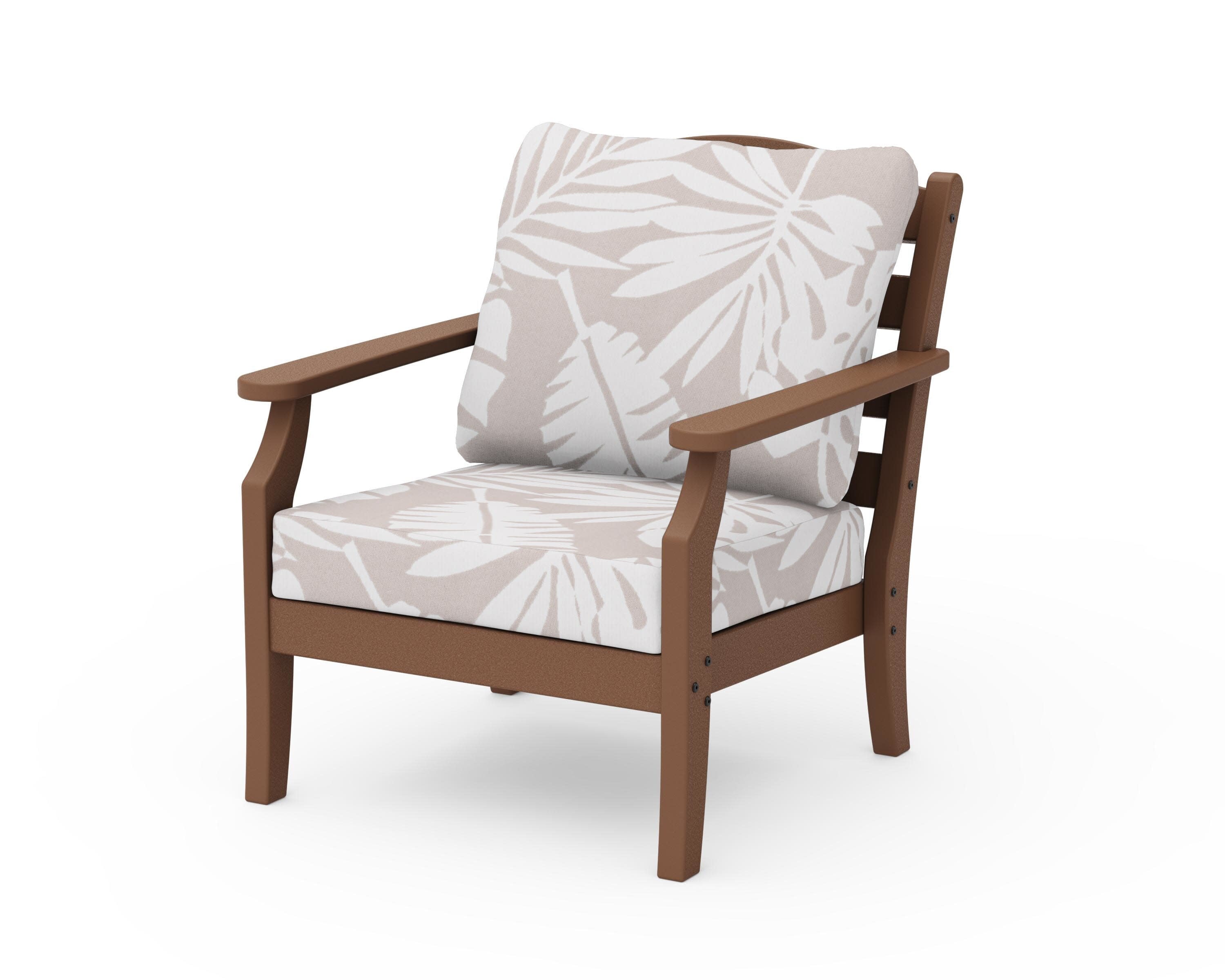 Savannah Deep Seating Chair in Teak / Leaf Dune Burlap