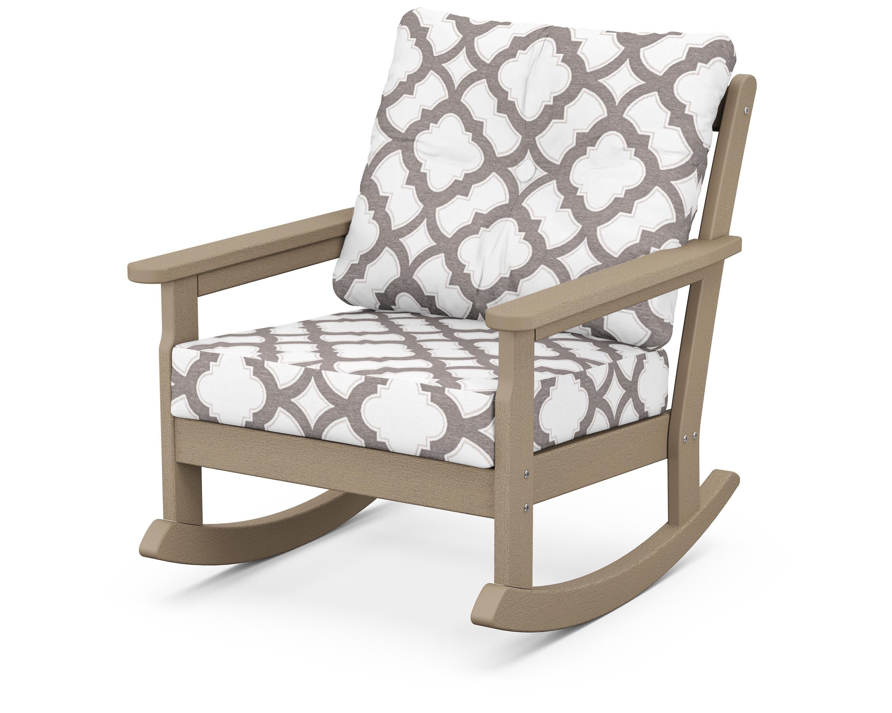 Vineyard Deep Seating Rocking Chair in Vintage Sahara / Trellis Grey Mist