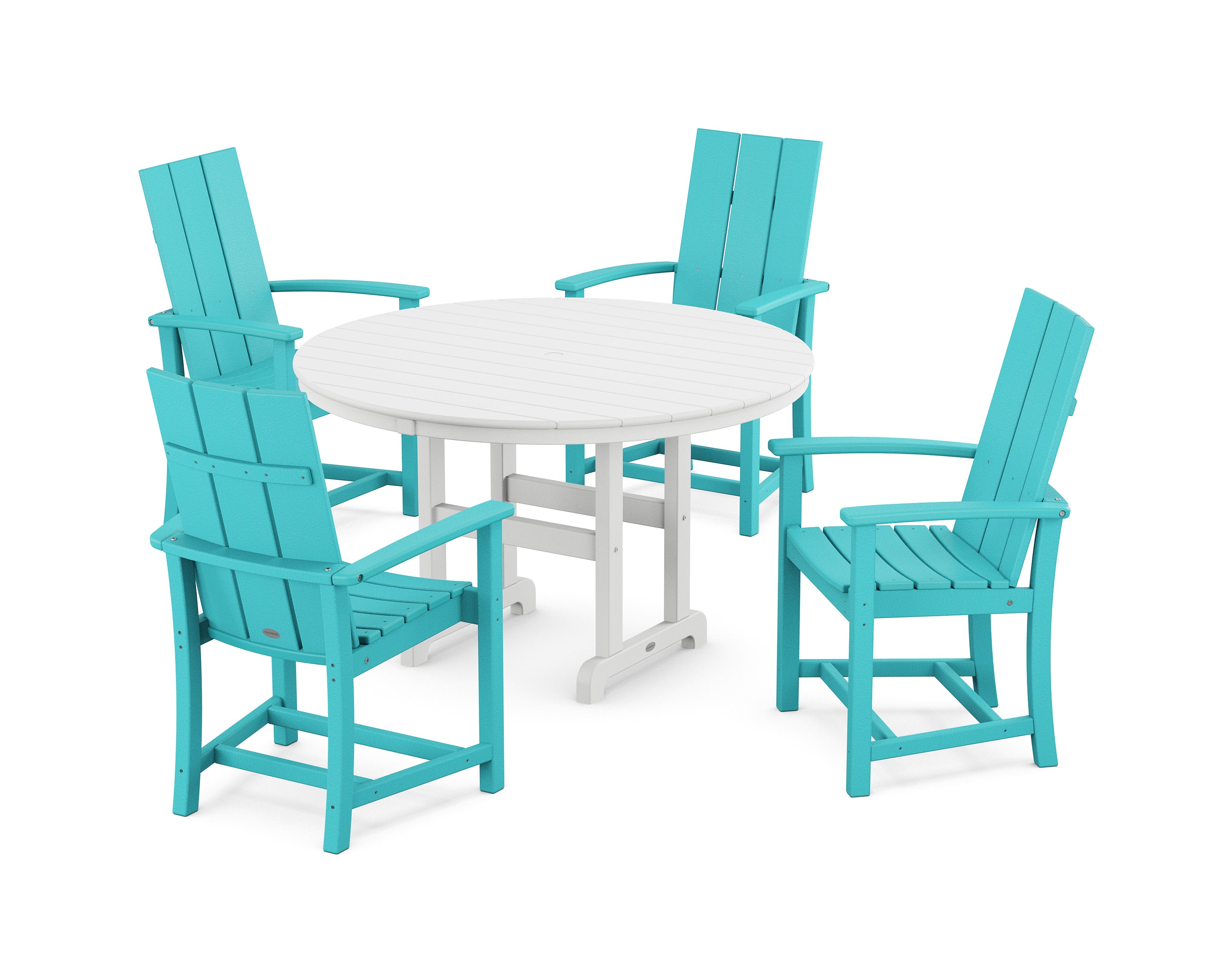 Modern Adirondack 5-Piece Round Farmhouse Dining Set in Aruba / White
