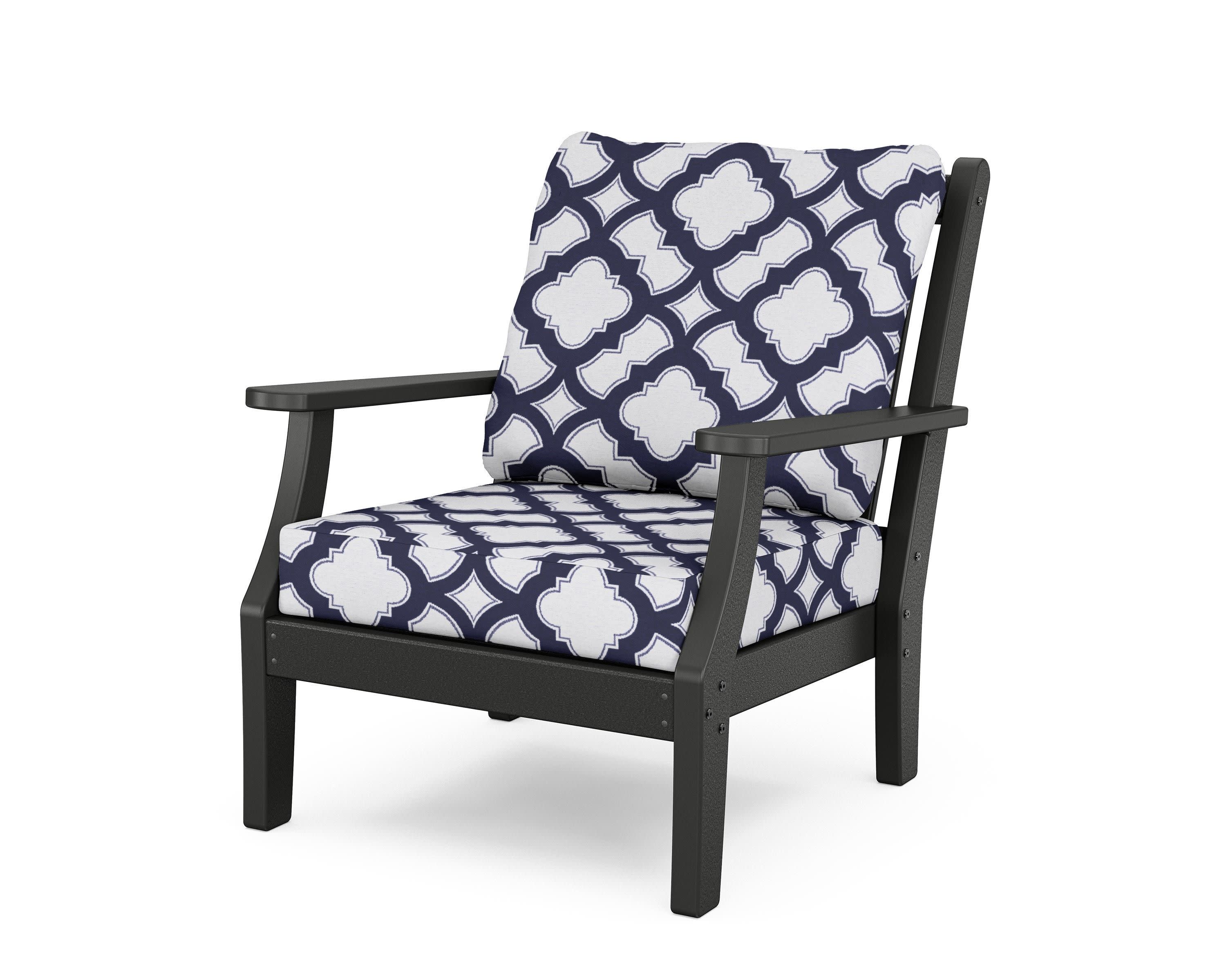 Wovendale Deep Seating Chair in Black / Trellis Navy