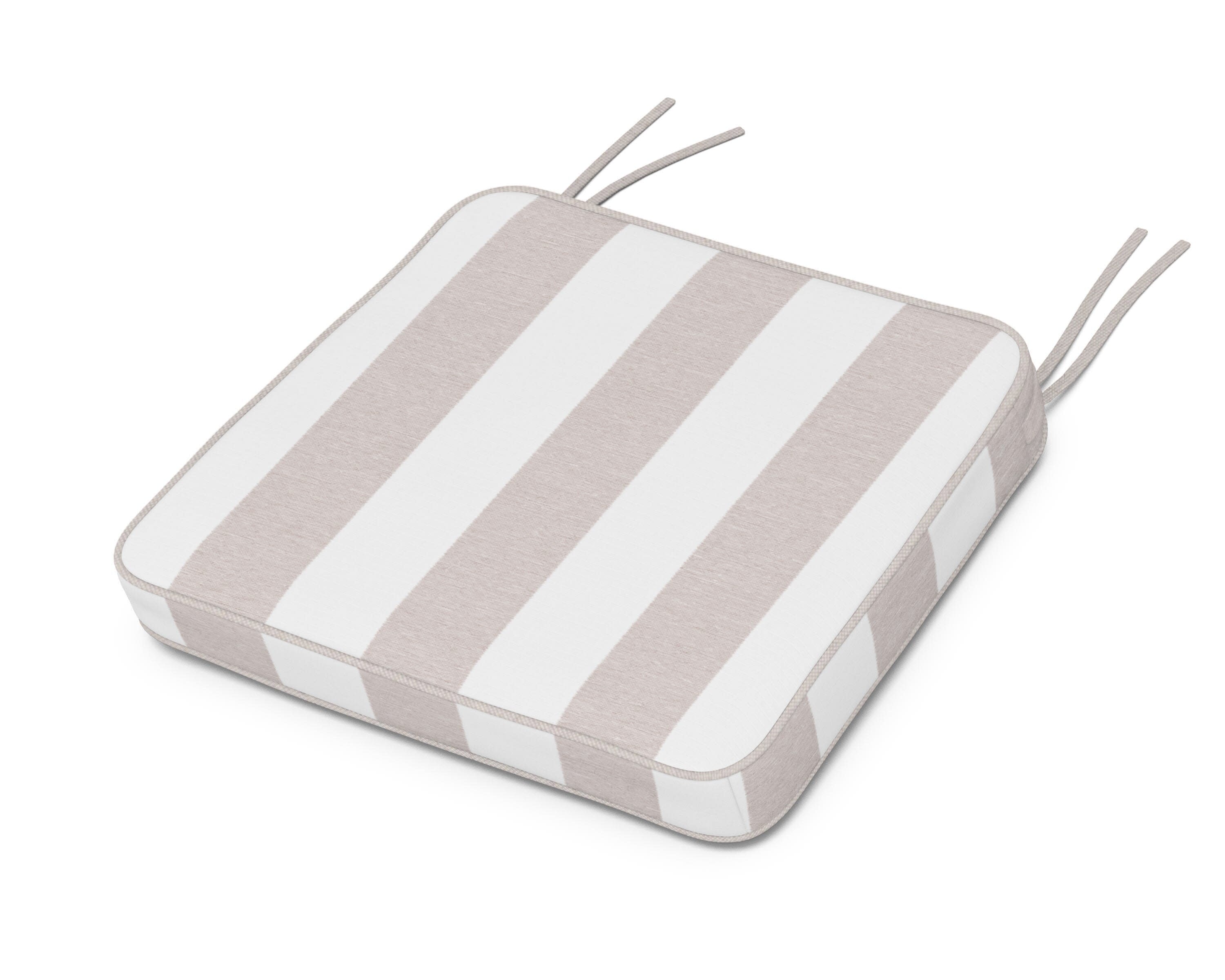 Chinoiserie Arm Chair Seat Cushion in Cabana Stripe Dune Burlap