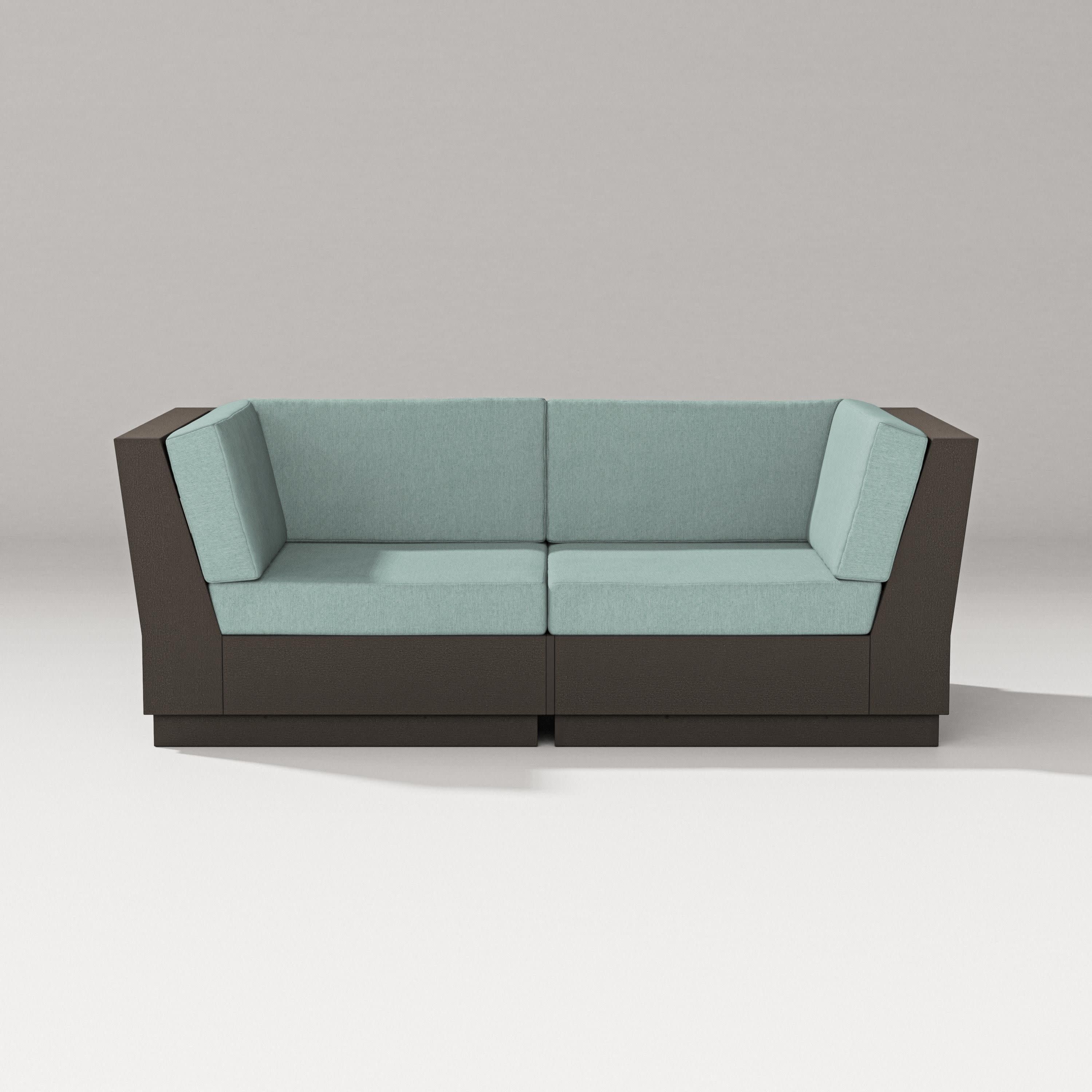 Elevate Loveseat Sectional in Vintage Coffee / Glacier Spa