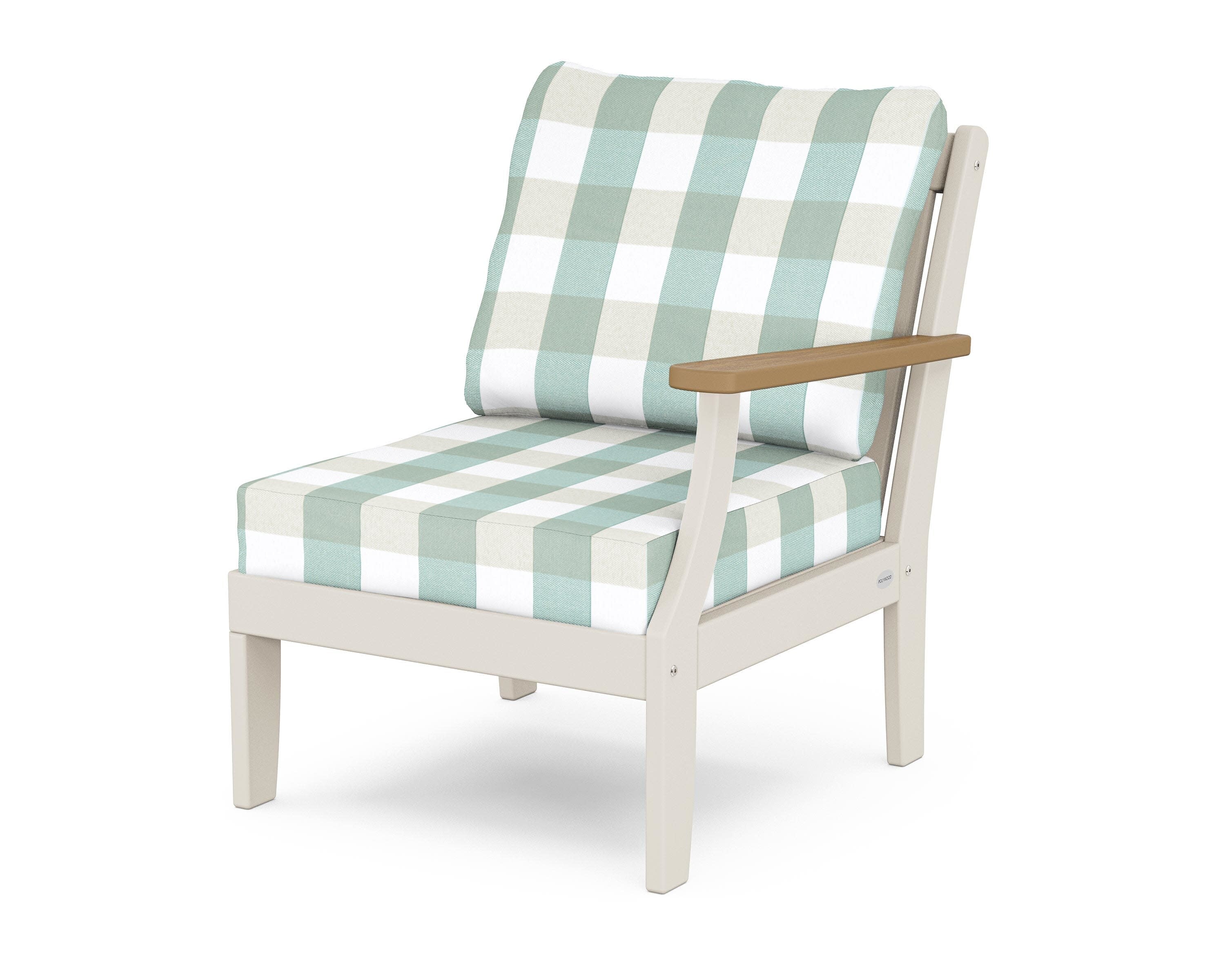 Braxton Modular Right Arm Chair in Sand / Natural / Buffalo Plaid Glacier Spa