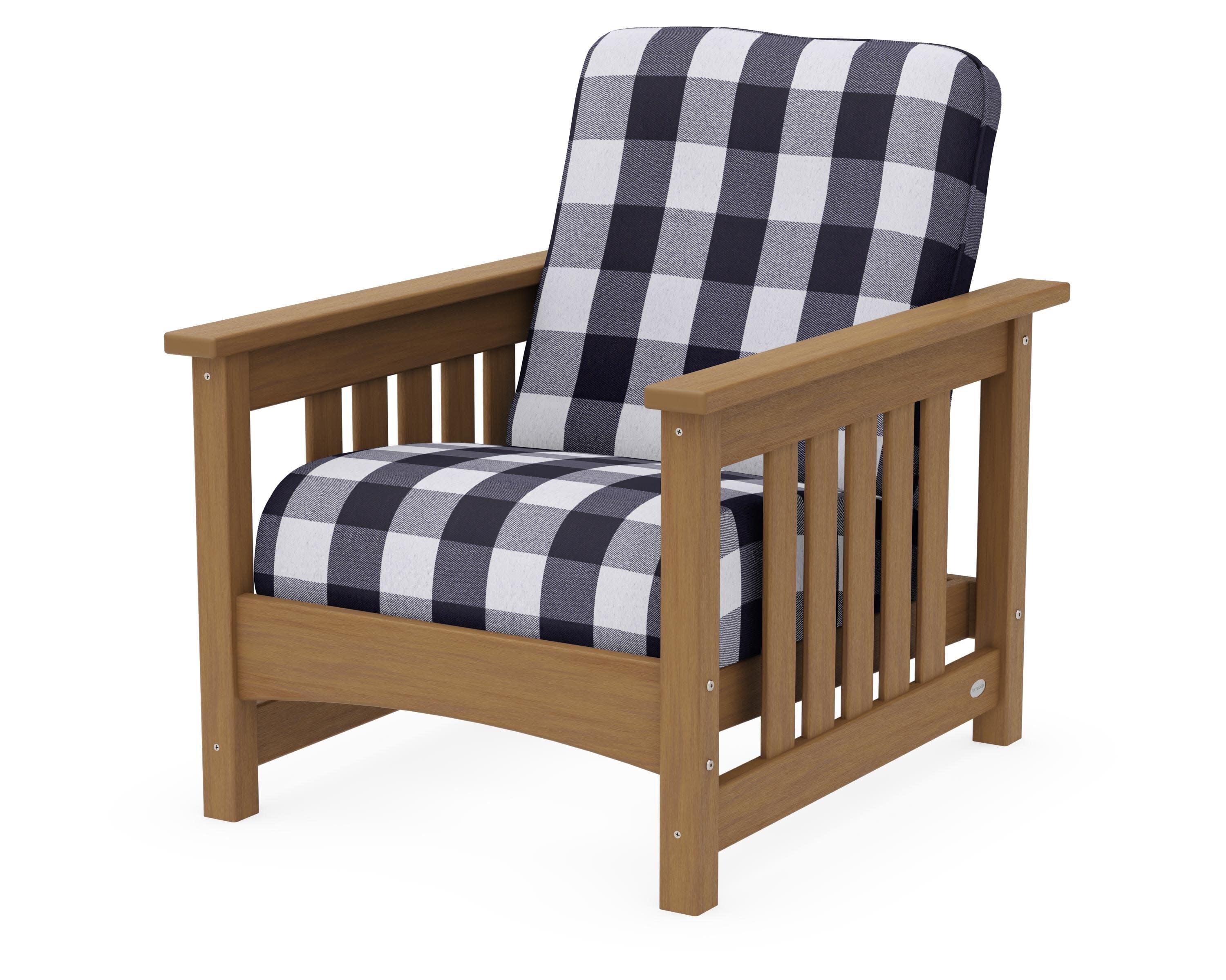 Club Mission Chair in Natural / Buffalo Plaid Navy