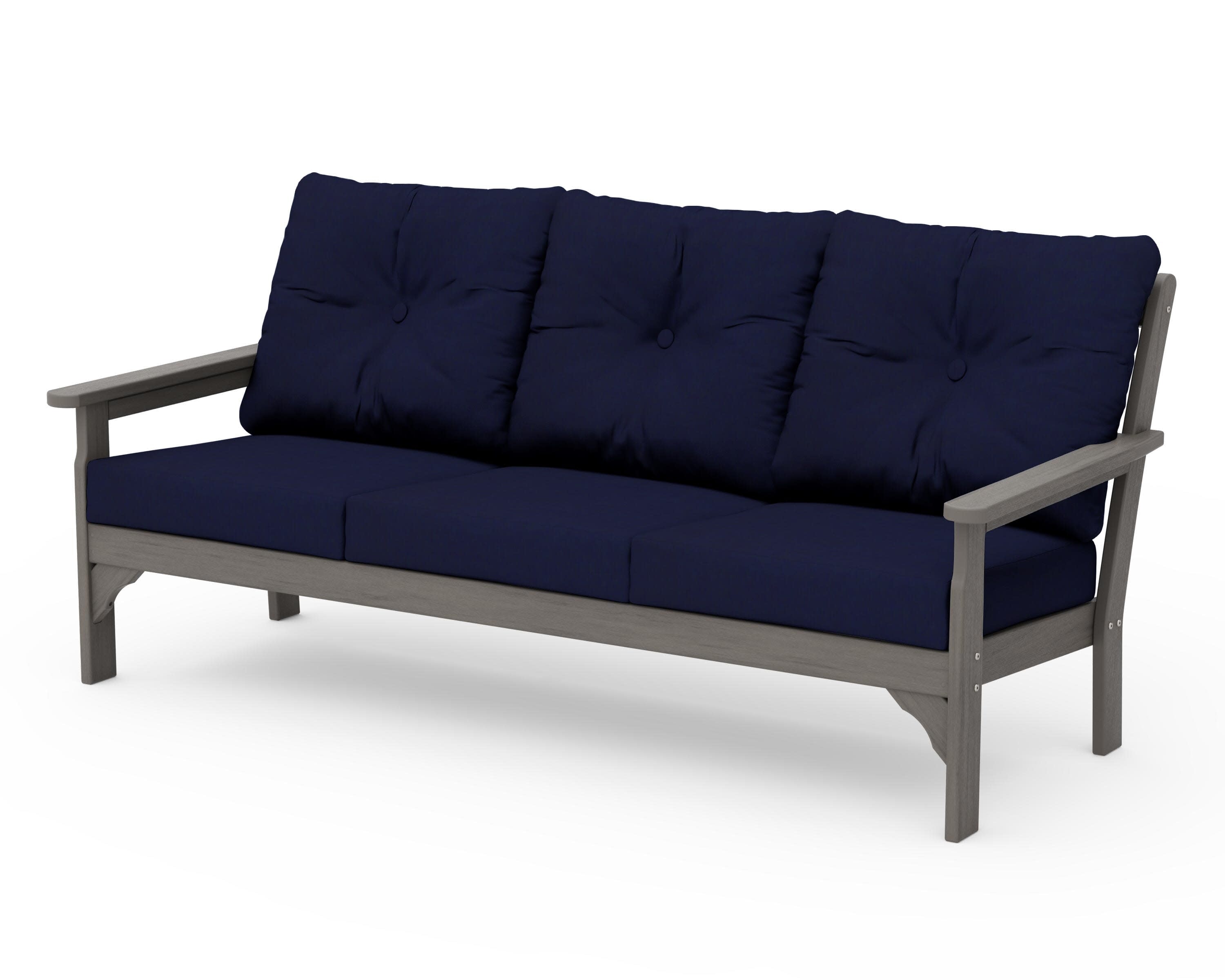 Vineyard Deep Seating Sofa in Driftwood / Navy