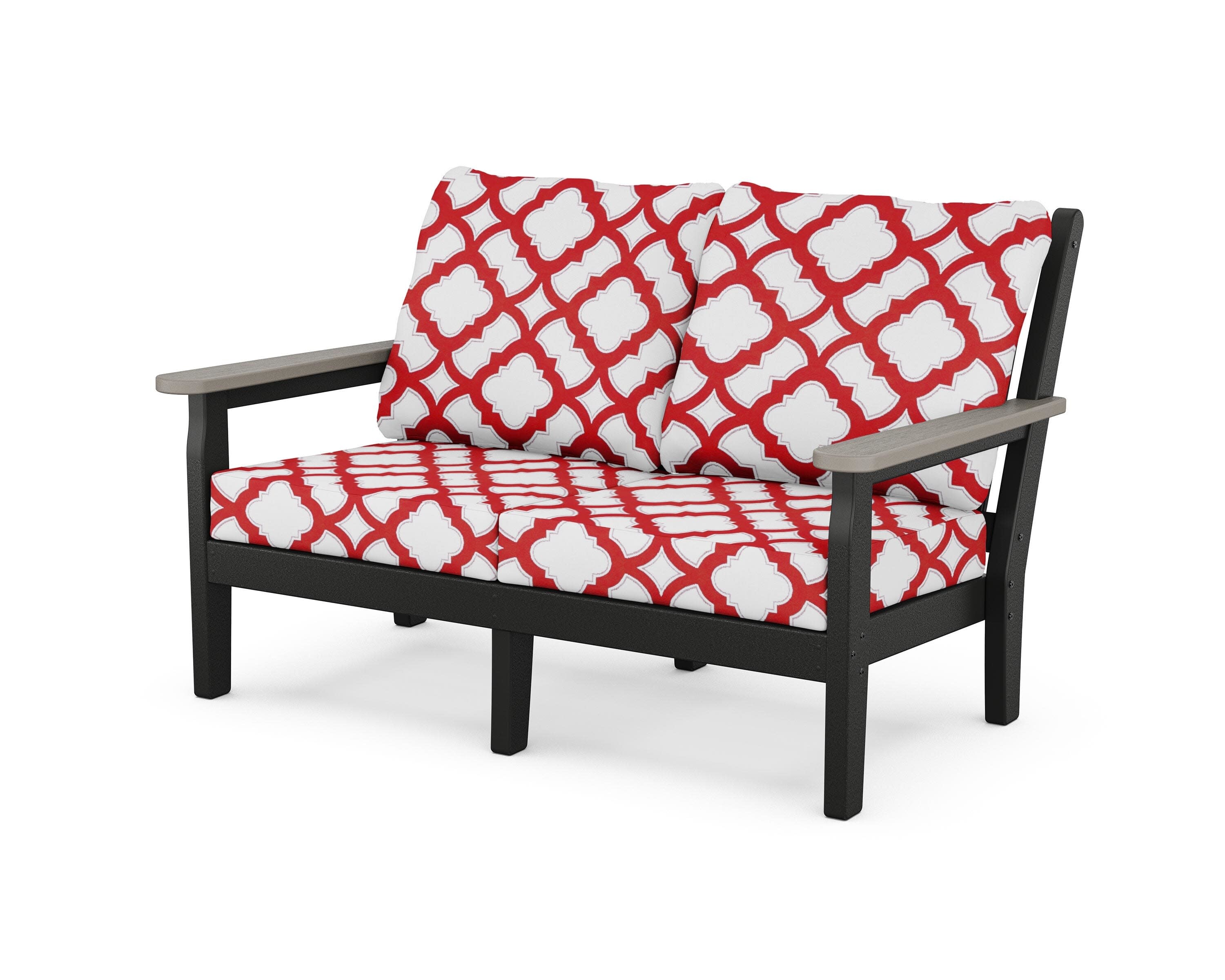 Chippendale Deep Seating Loveseat in Black / Driftwood / Trellis Crimson