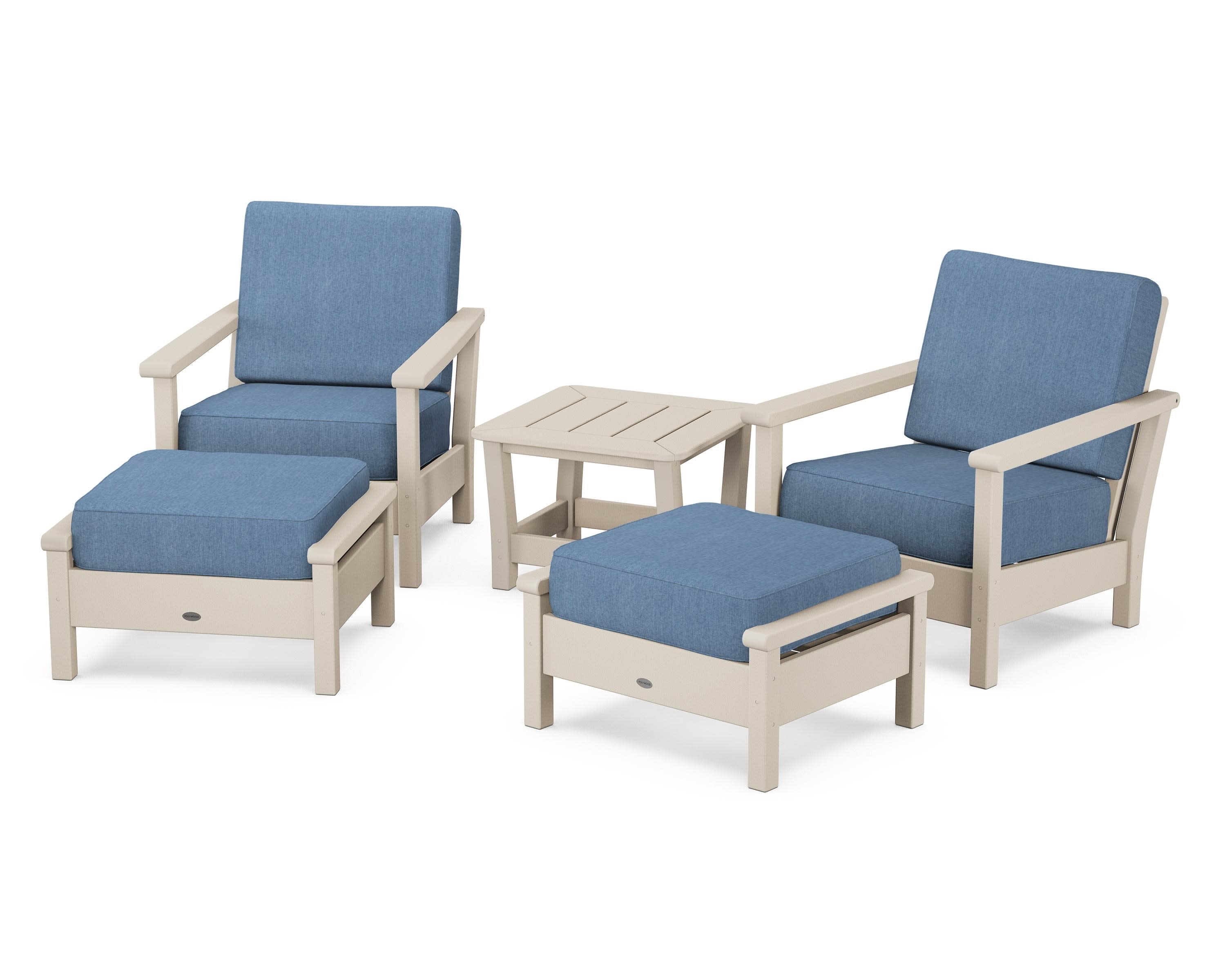 Harbour 5-Piece Deep Seating Chair Set in Sand / Sky Blue