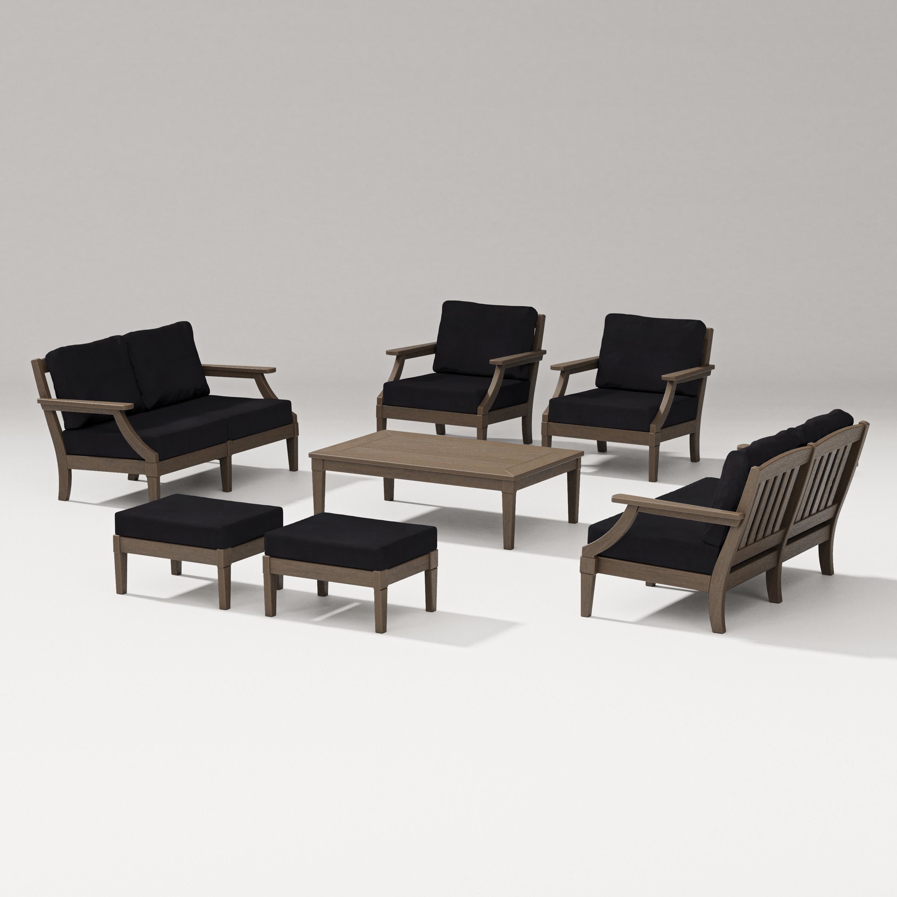 Estate 7-Piece Lounge Loveseat Set in Kona / Midnight Linen