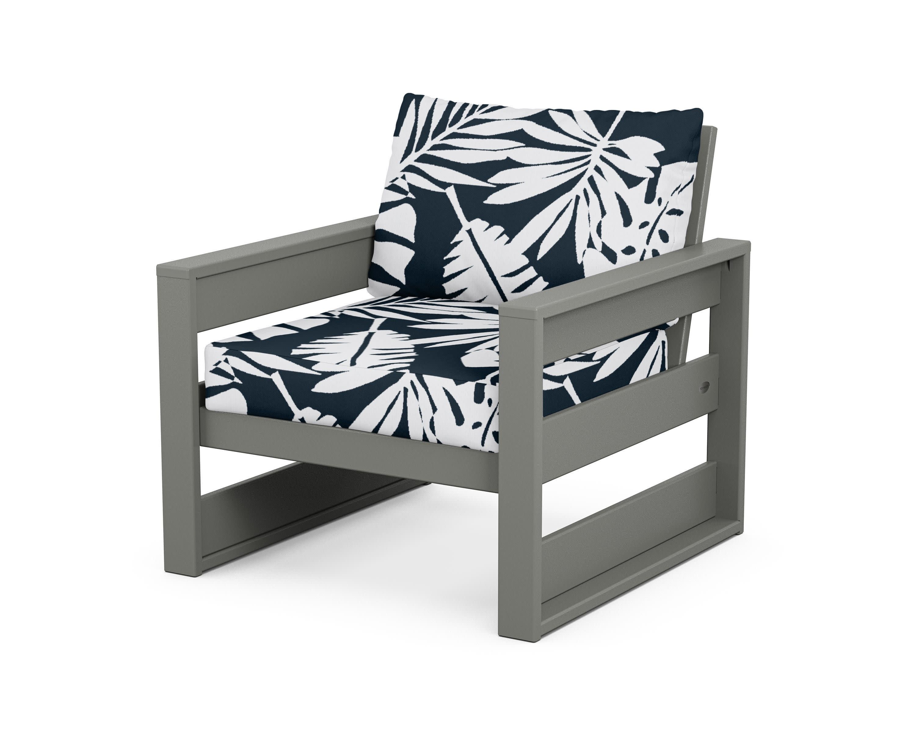 Westport Club Chair in Slate Grey / Leaf Marine Indigo