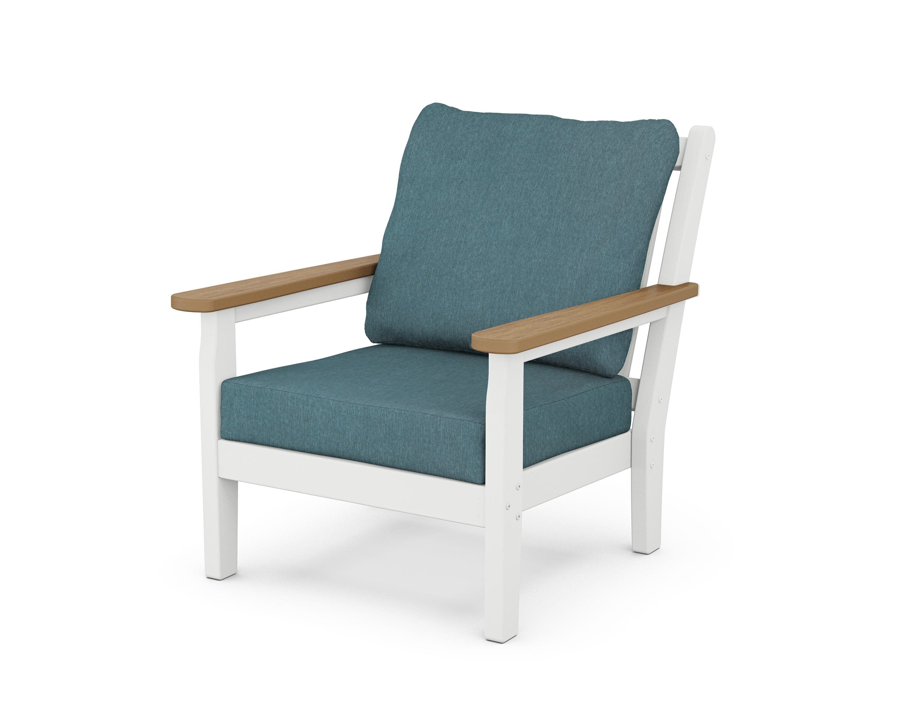 Chippendale Deep Seating Chair in White / Natural / Ocean Teal