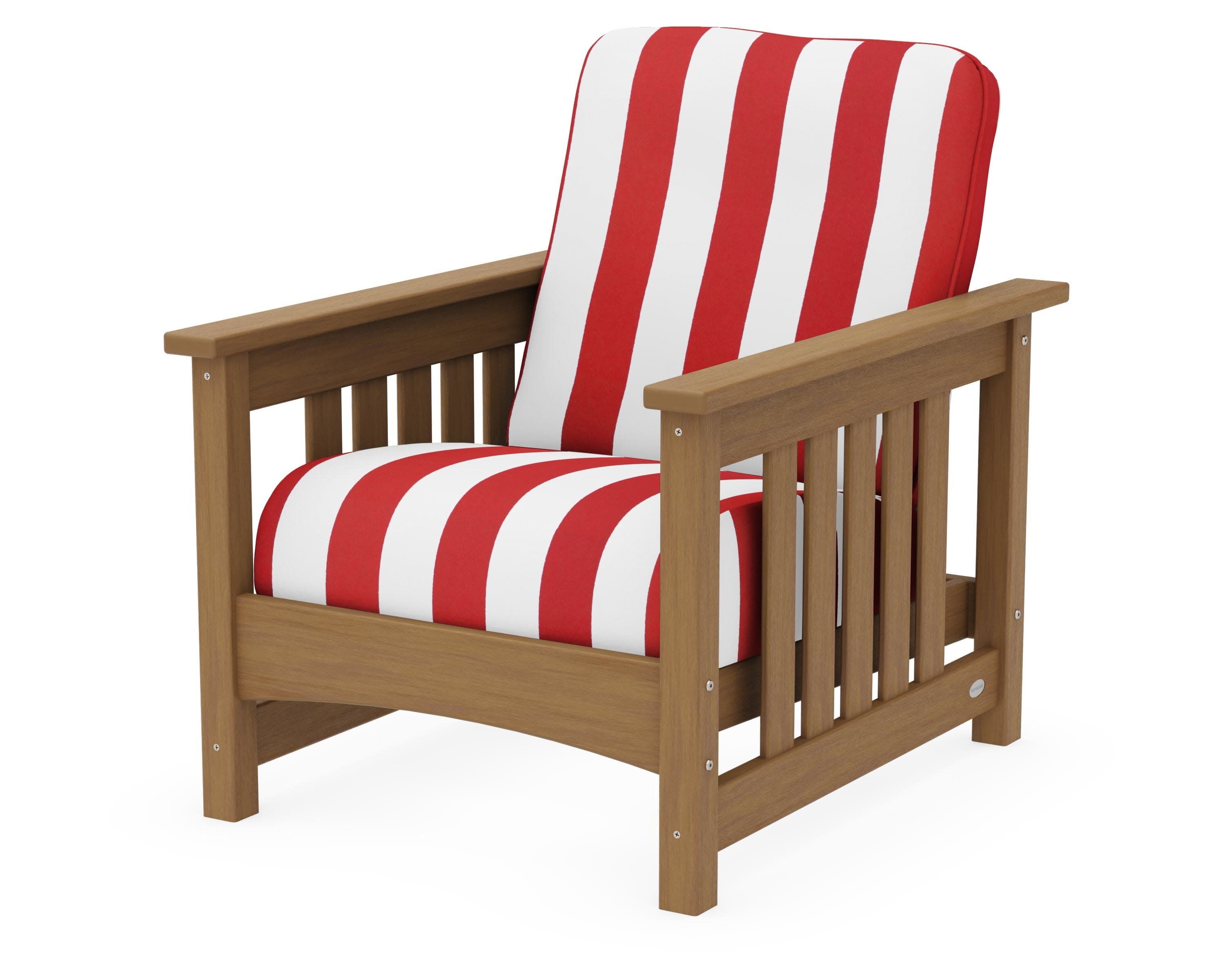Club Mission Chair in Natural / Cabana Stripe Crimson