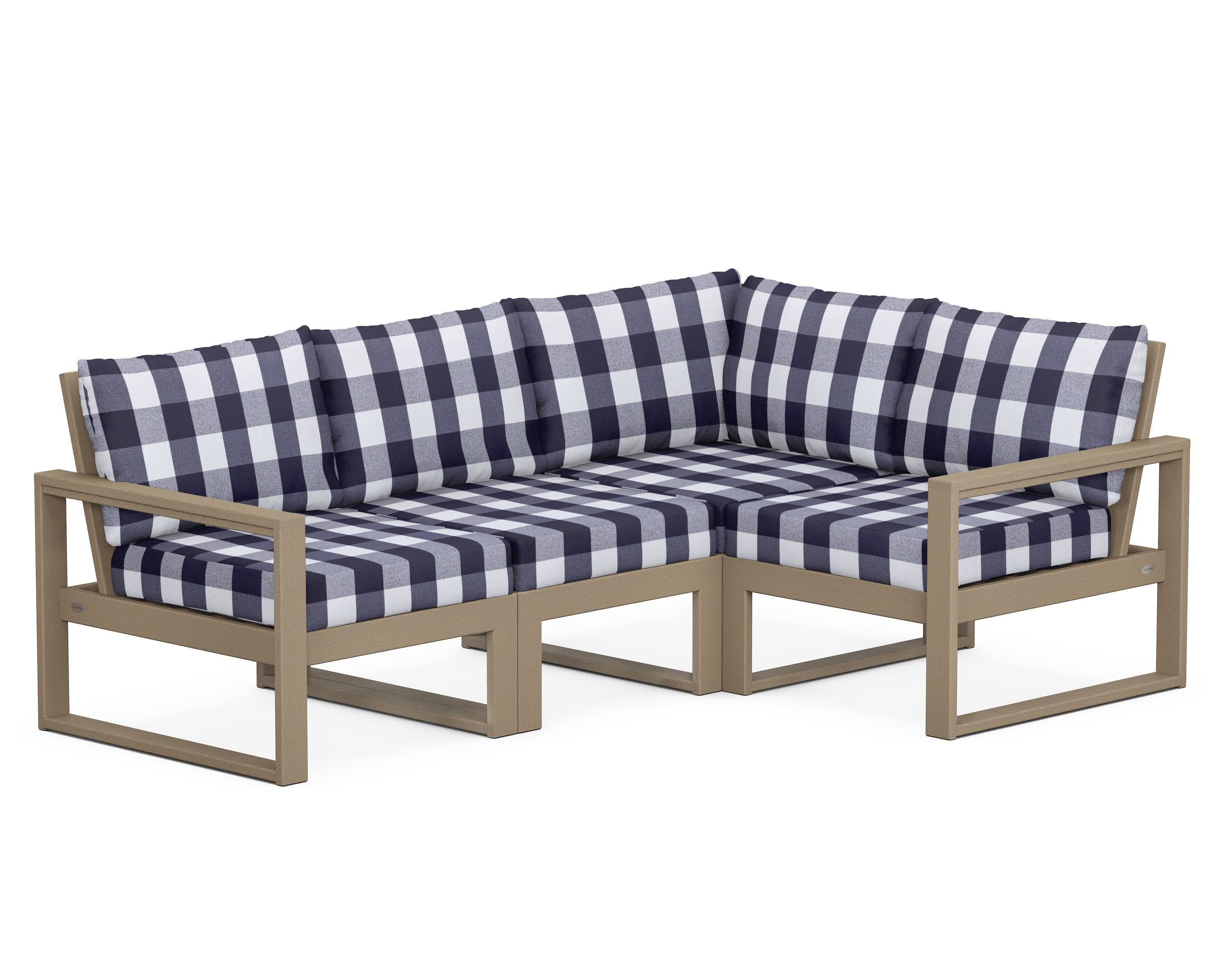 EDGE 4-Piece Modular Deep Seating Set in Vintage Sahara / Buffalo Plaid Navy