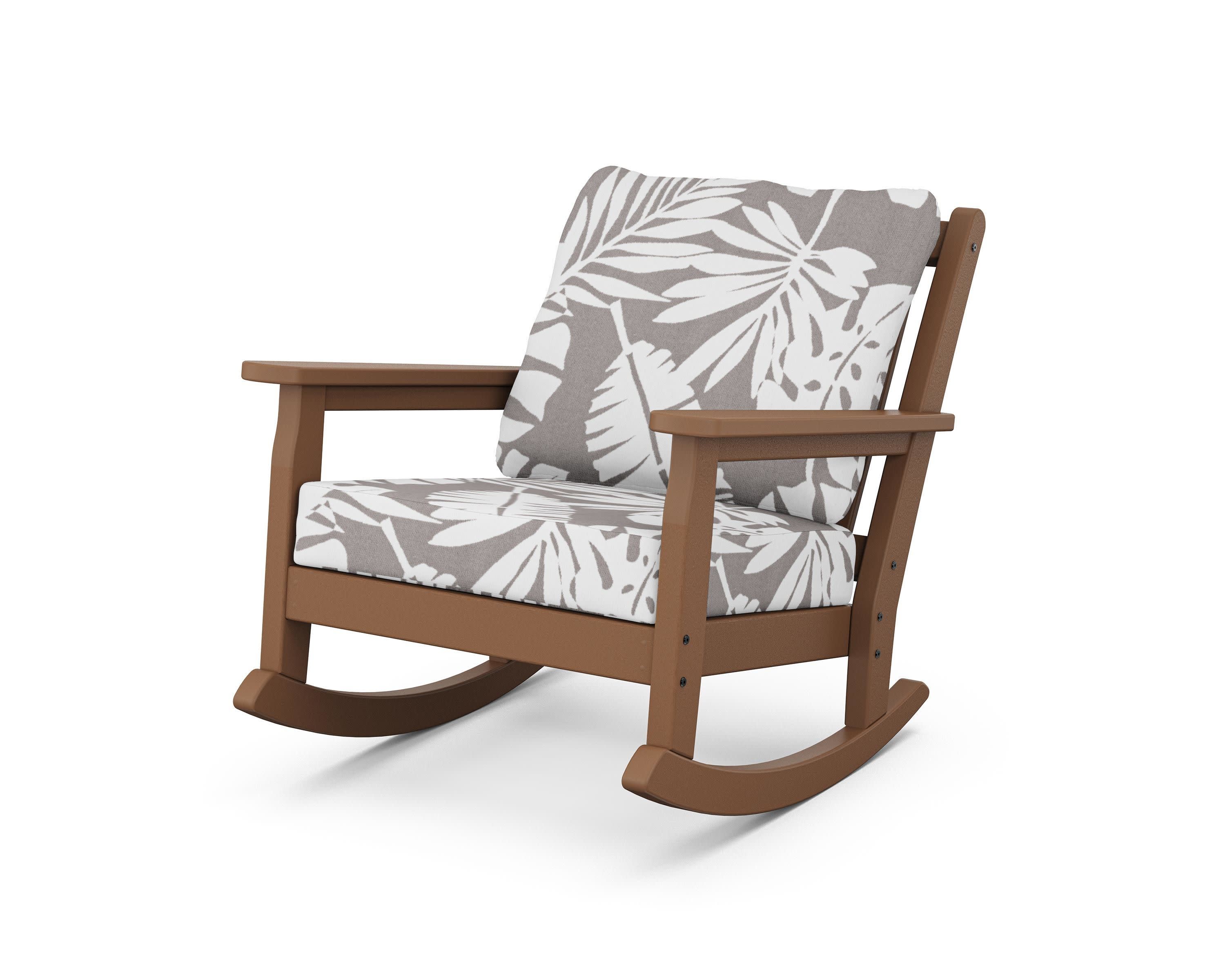 Chippendale Deep Seating Rocking Chair in Teak / Leaf Grey Mist