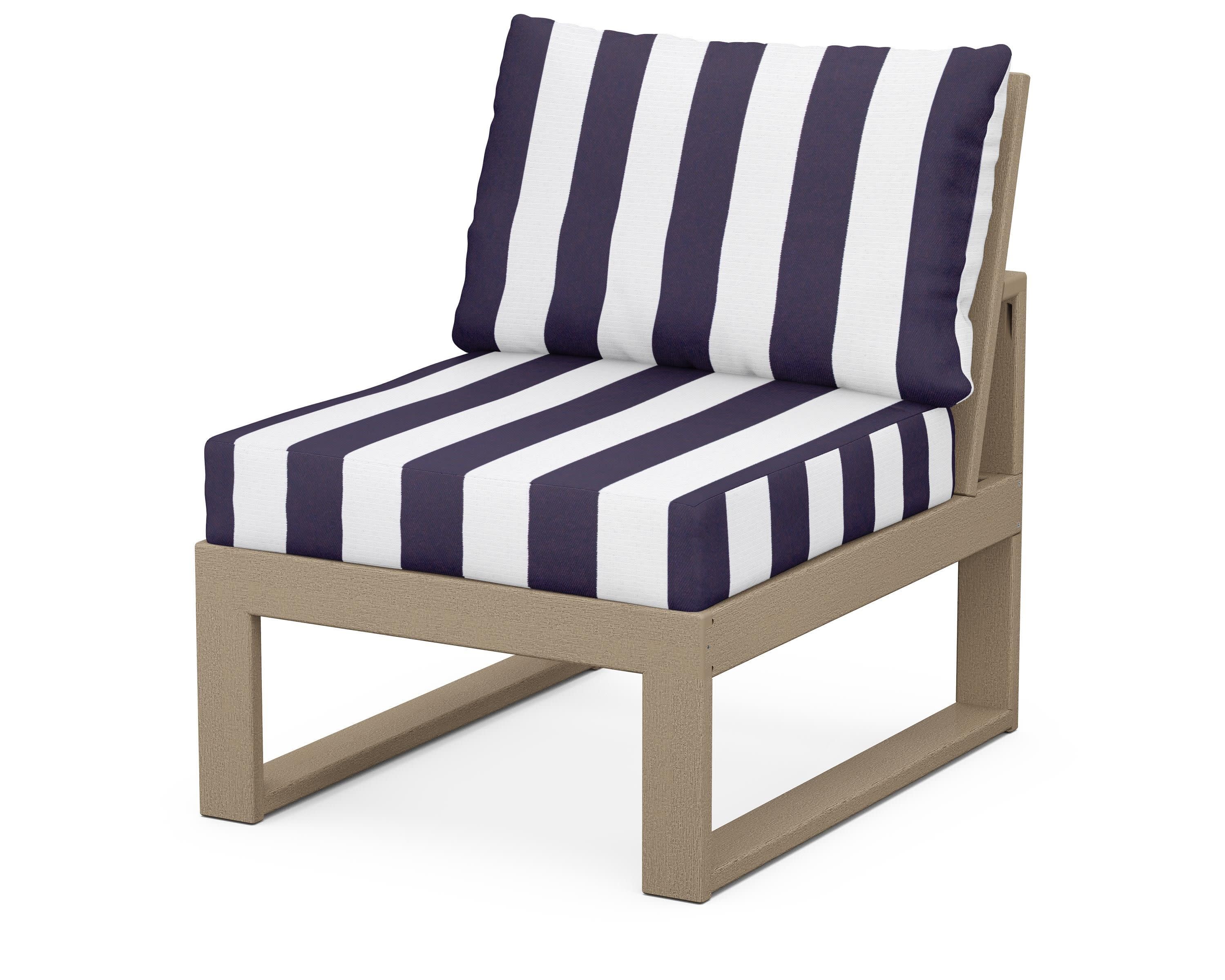 Modular Armless Chair in Vintage Sahara / Cabana Stripe Navy