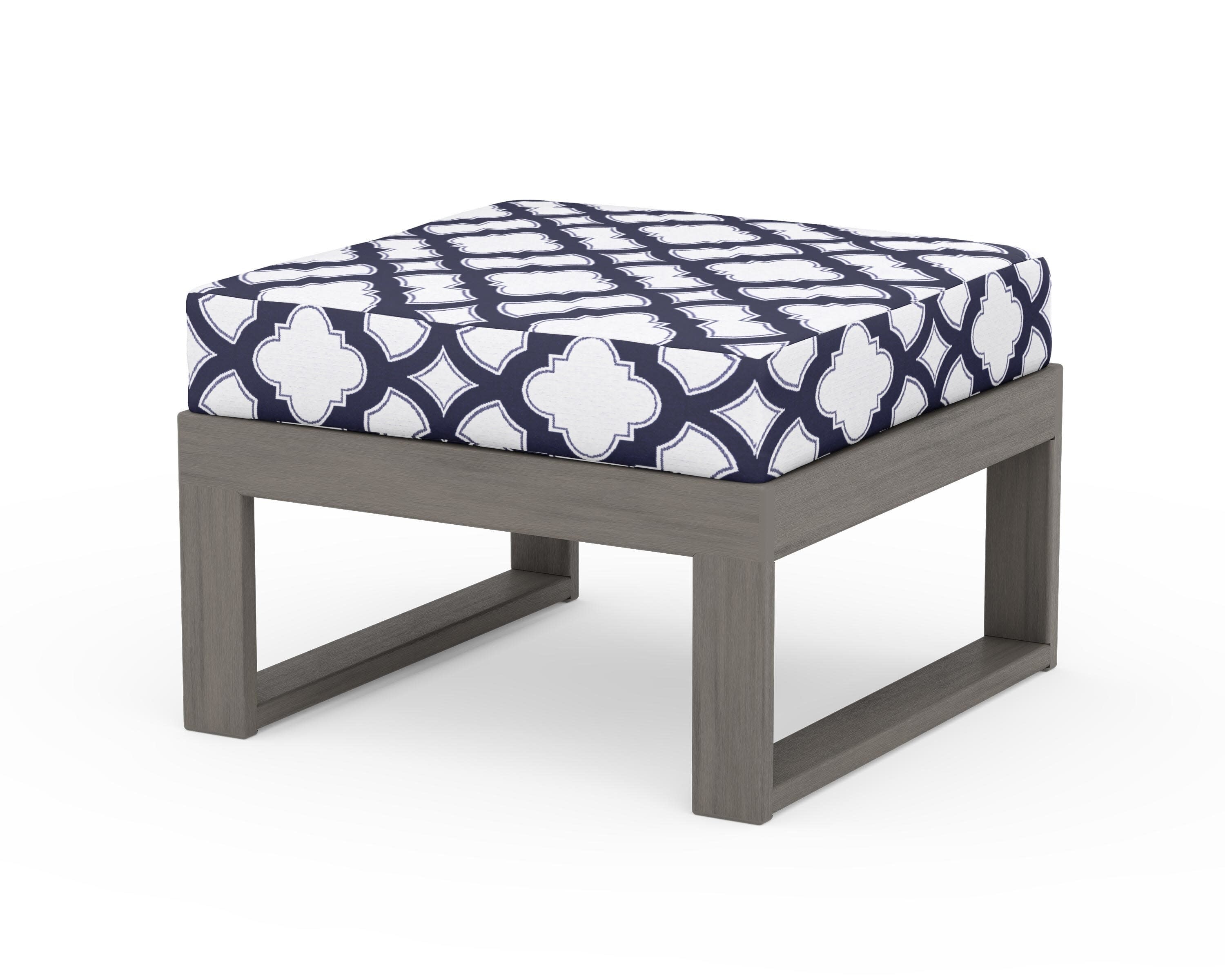 Modular Ottoman - Modern in Driftwood / Trellis Navy