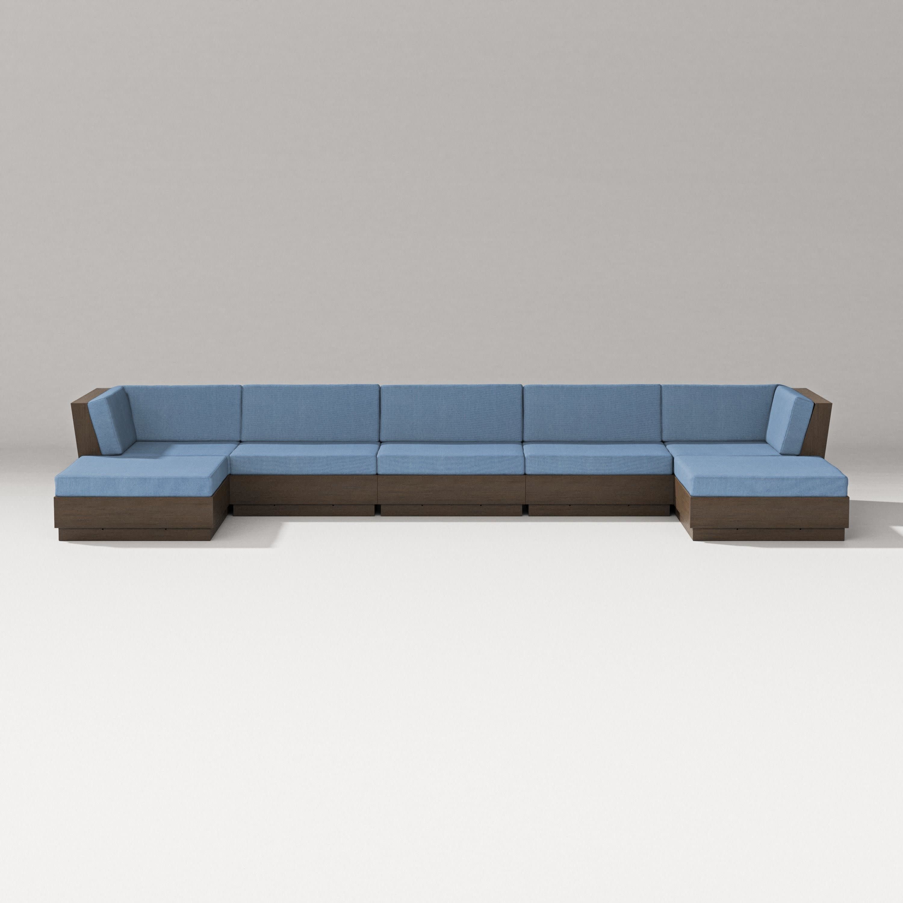 Elevate 7-Piece Double Chaise Sectional in Kona / Sky Blue