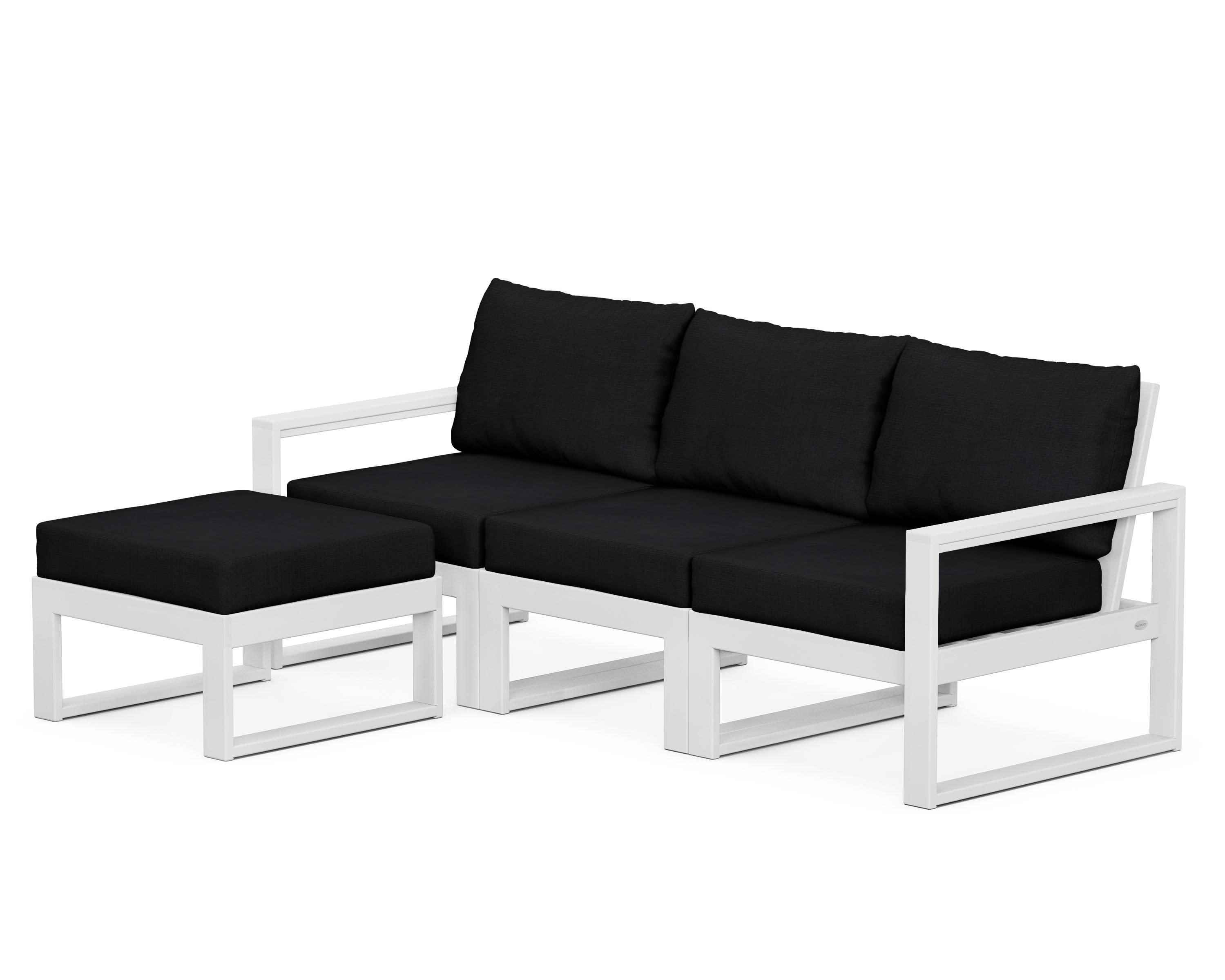 EDGE 4-Piece Modular Deep Seating Set with Ottoman in White / Midnight Linen