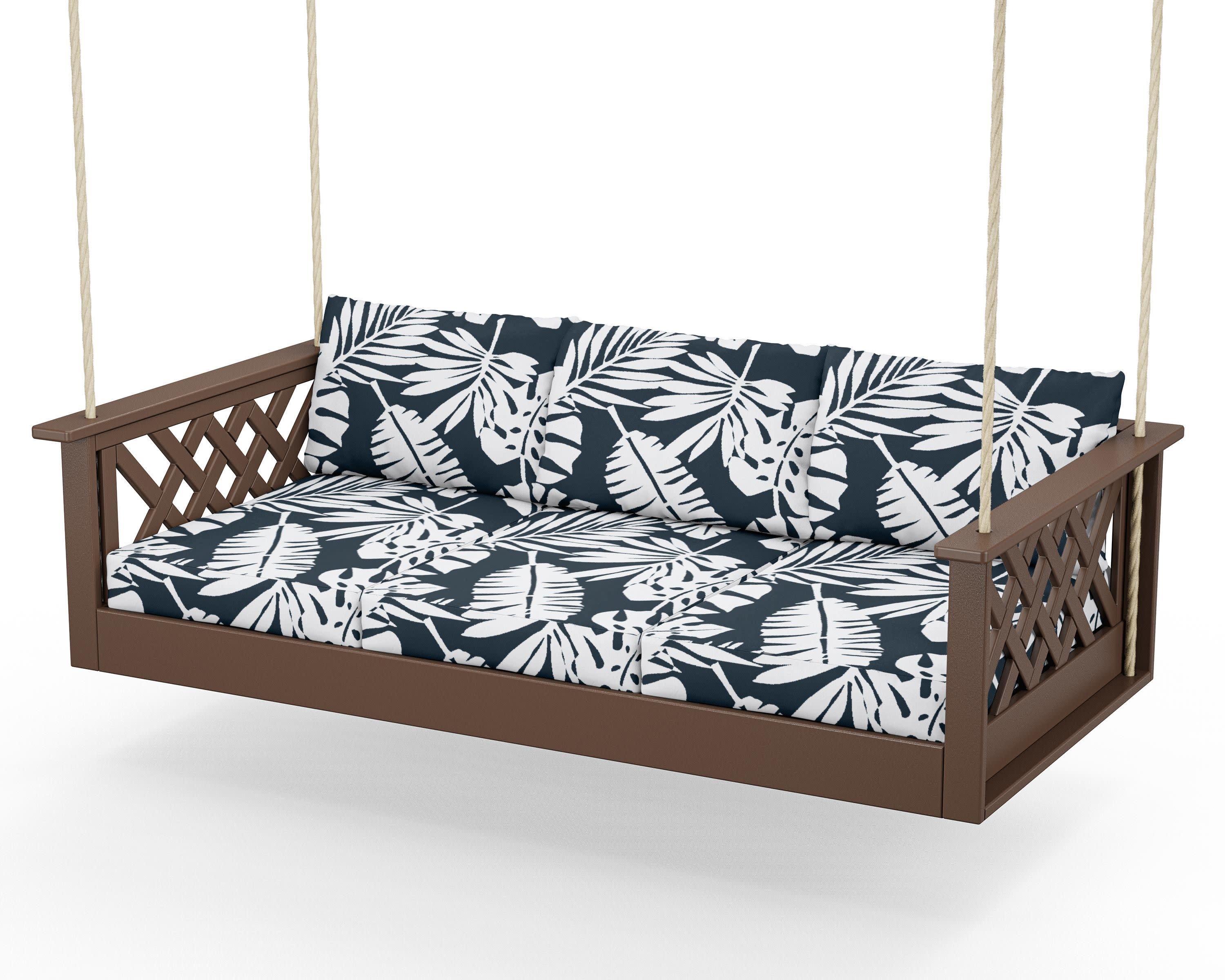 Wovendale Daybed Swing in Mahogany / Leaf Marine Indigo