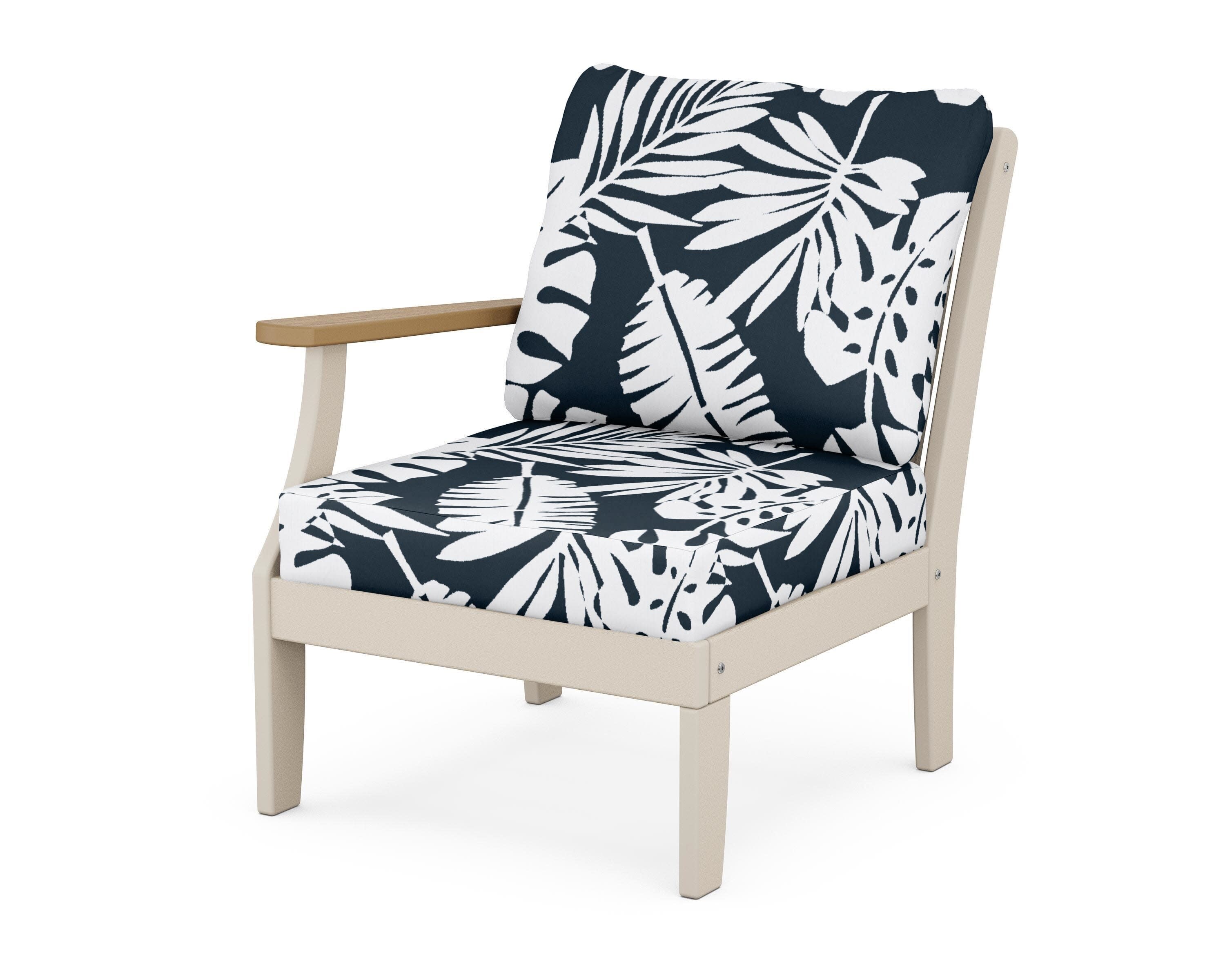 Braxton Modular Left Arm Chair in Sand / Natural / Leaf Marine Indigo