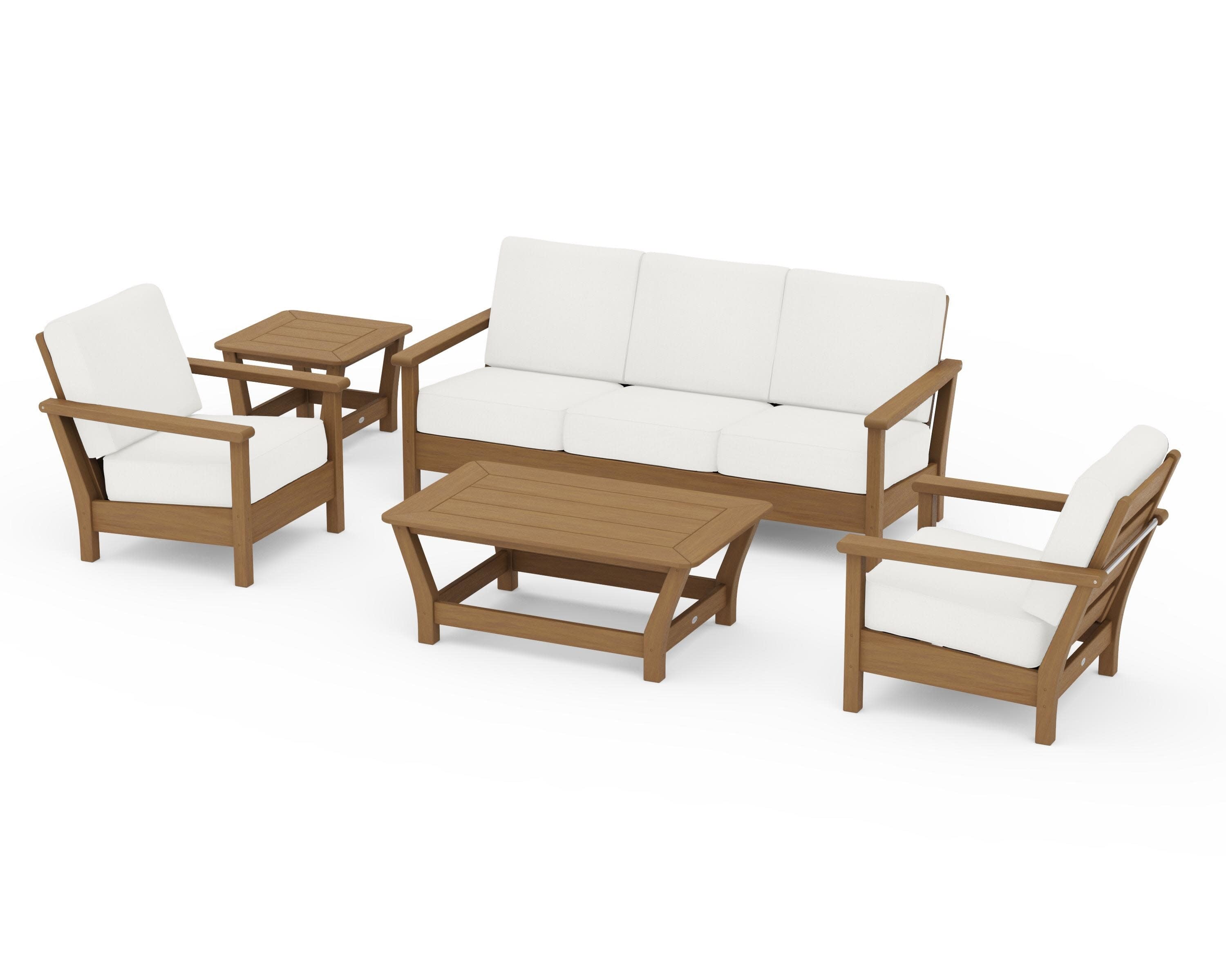 Harbour 5-Piece Deep Seating Set in Natural / Natural Linen