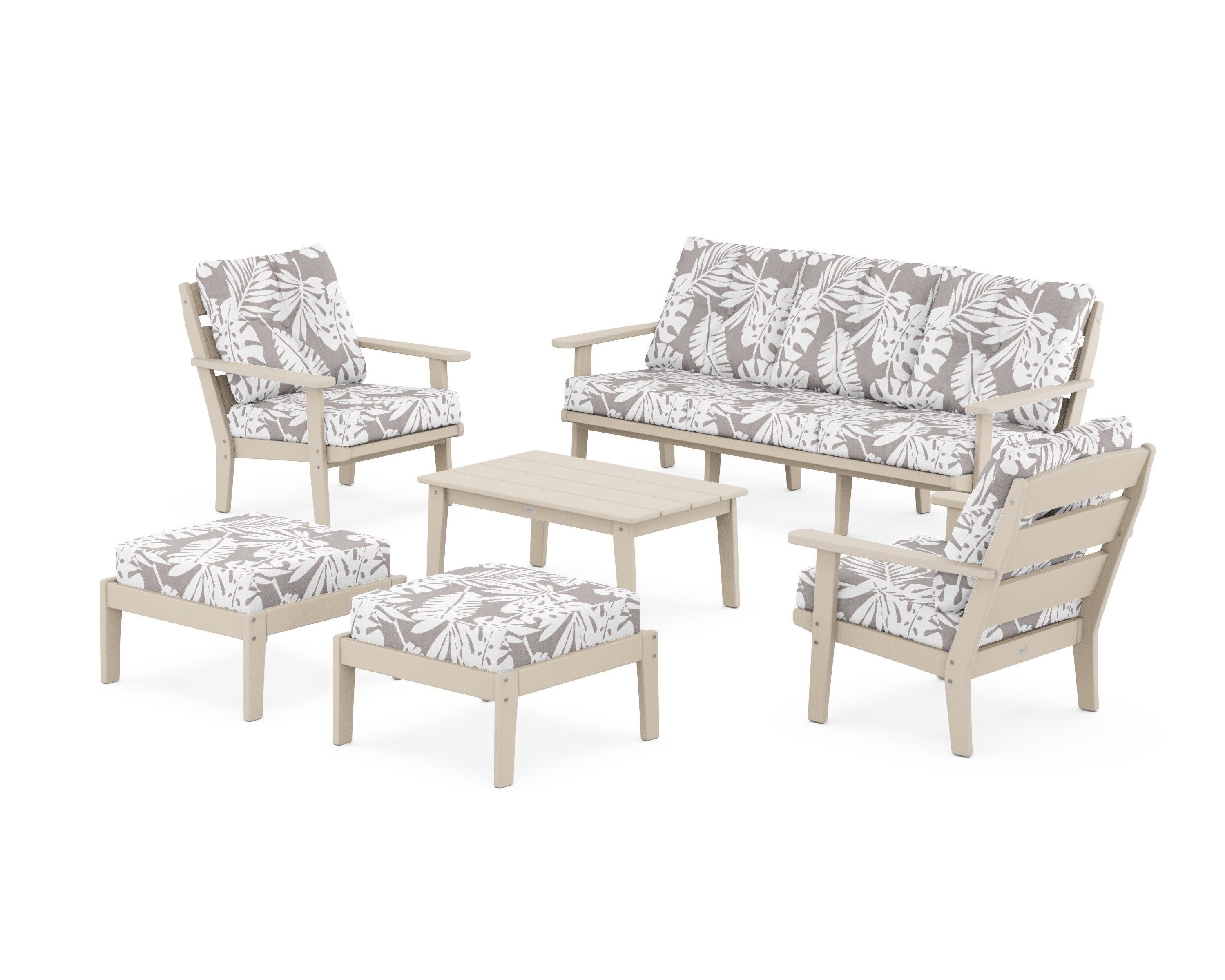 Lakeside 6-Piece Lounge Sofa Set in Sand / Leaf Grey Mist