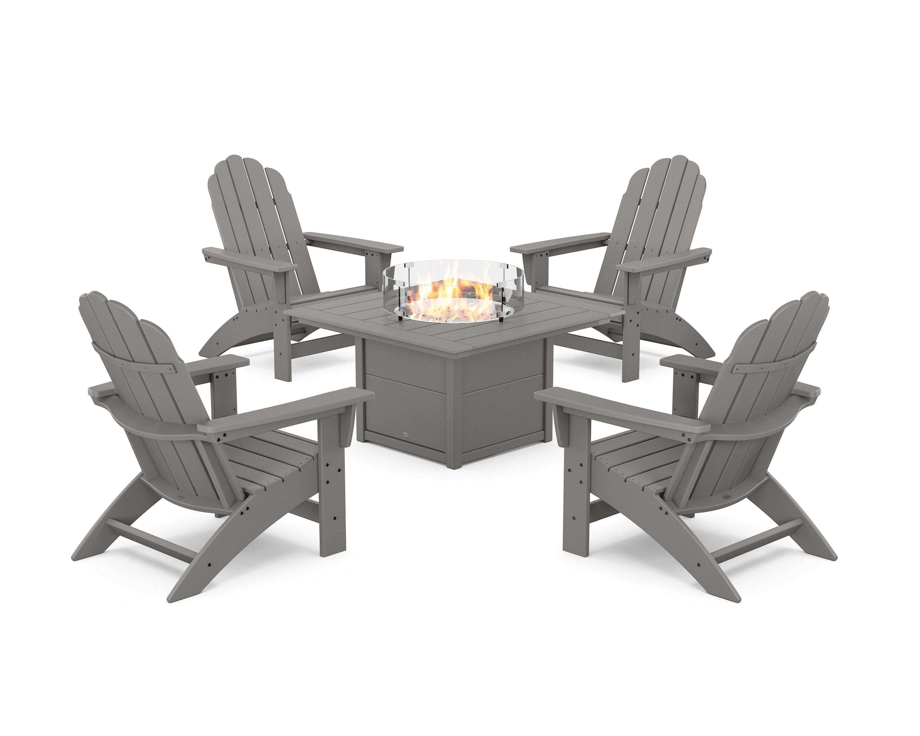 5-Piece Vineyard Grand Adirondack Conversation Set with Fire Pit Table in Slate Grey