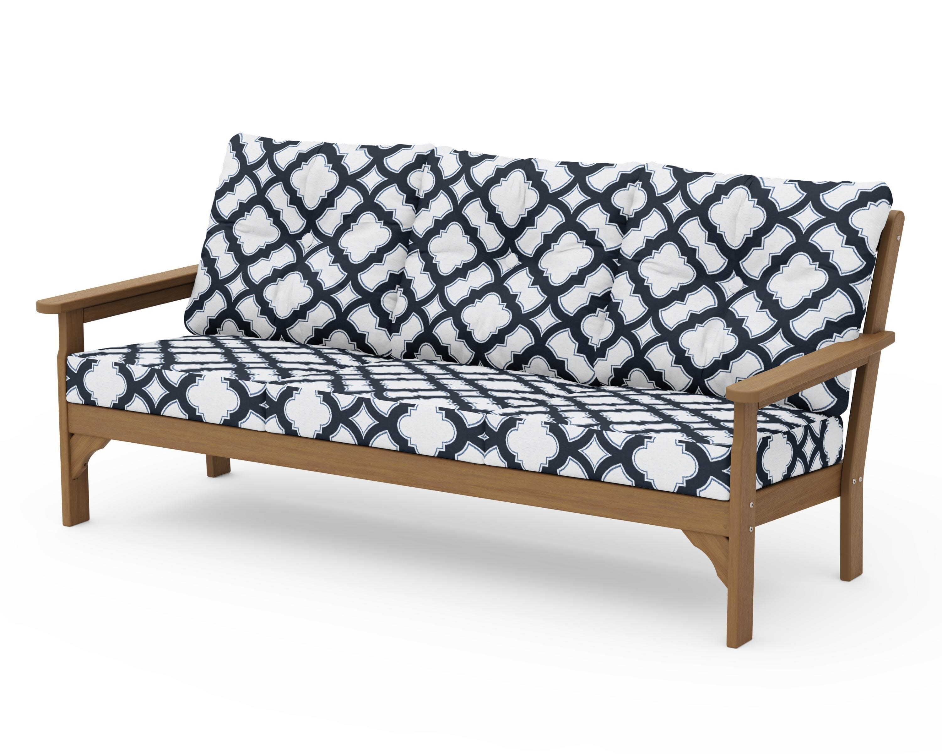 Vineyard Deep Seating Sofa in Natural / Trellis Marine Indigo