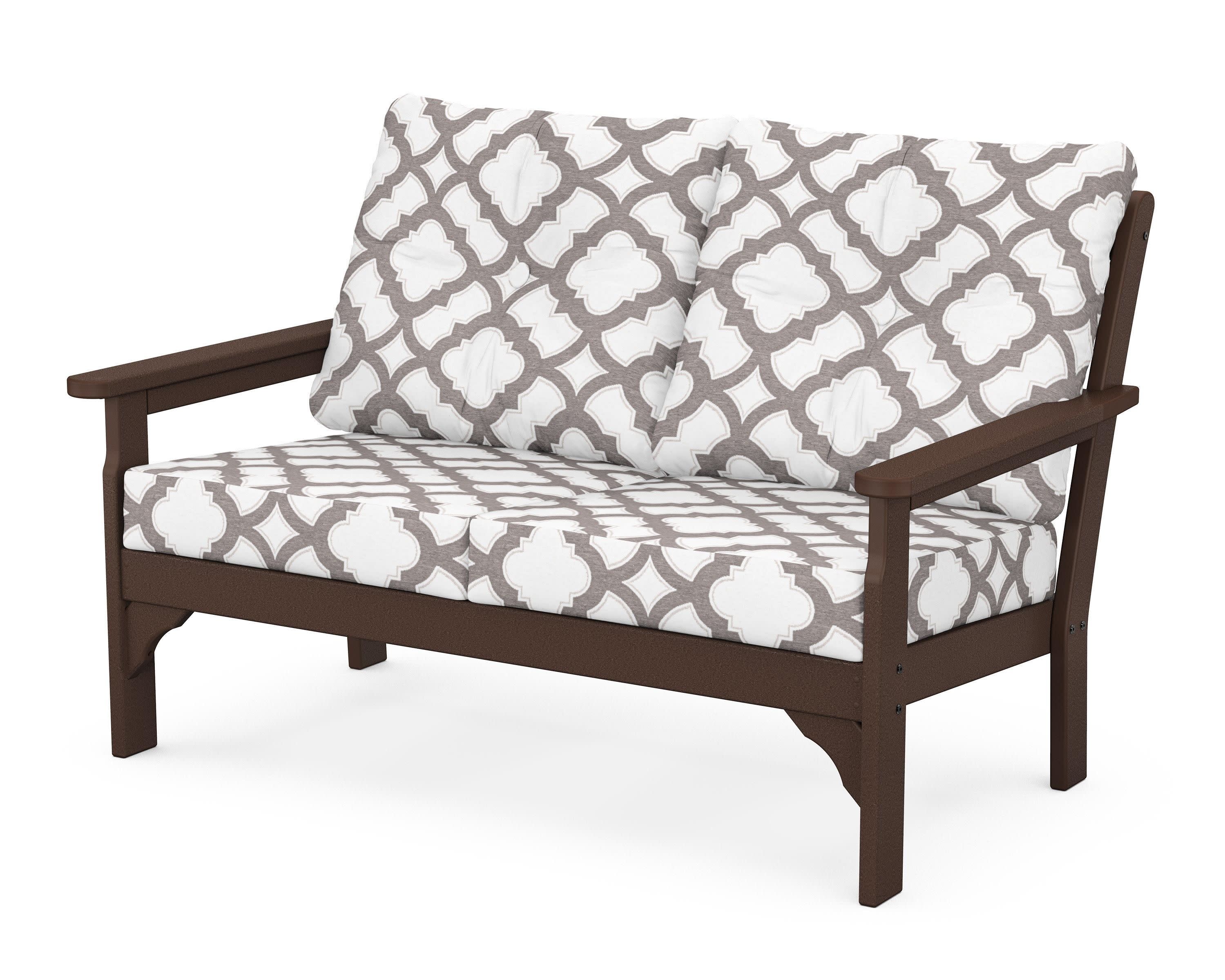 Vineyard Deep Seating Loveseat in Mahogany / Trellis Grey Mist