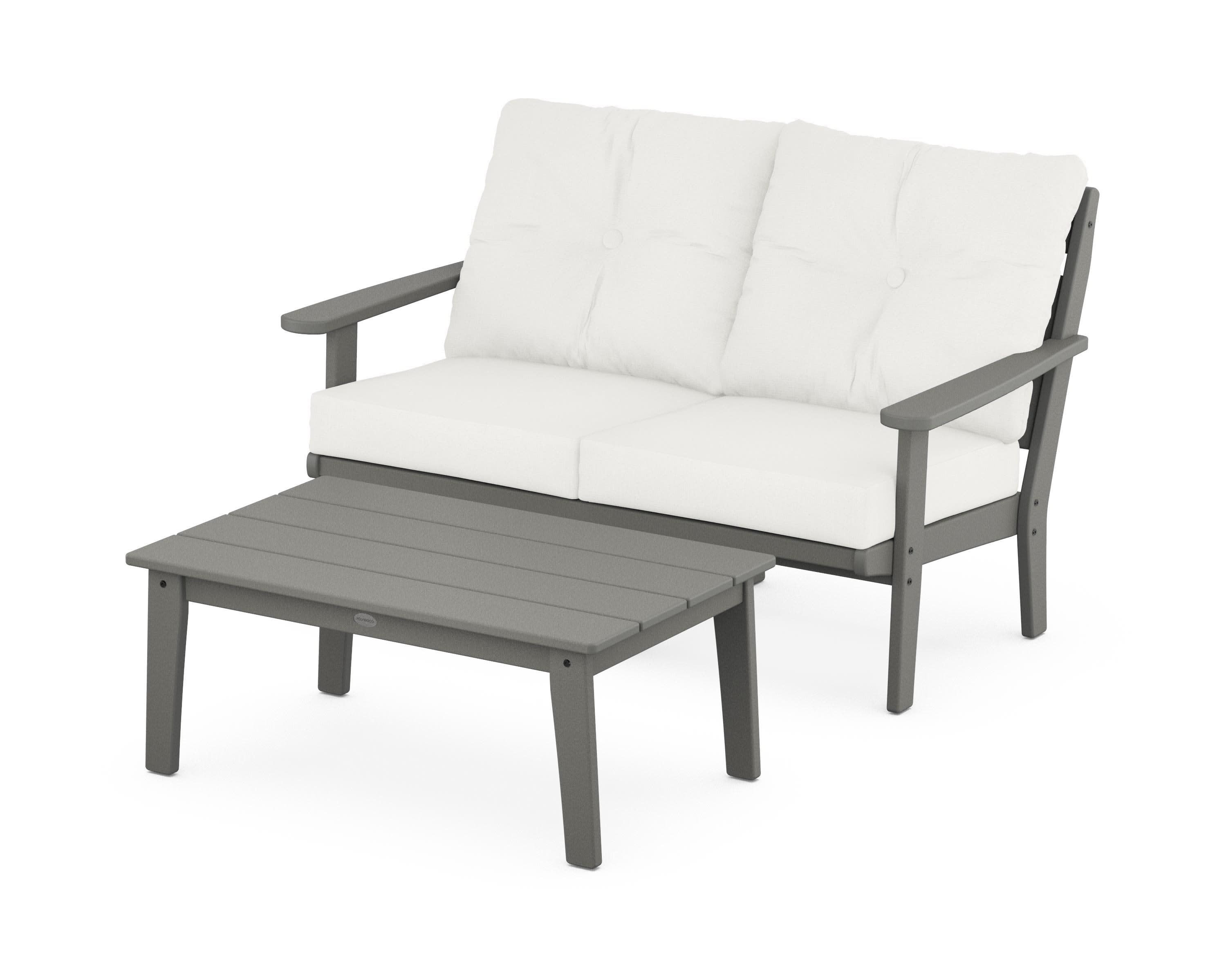 Lakeside 2-Piece Lounge Loveseat Set in Slate Grey / Natural Linen