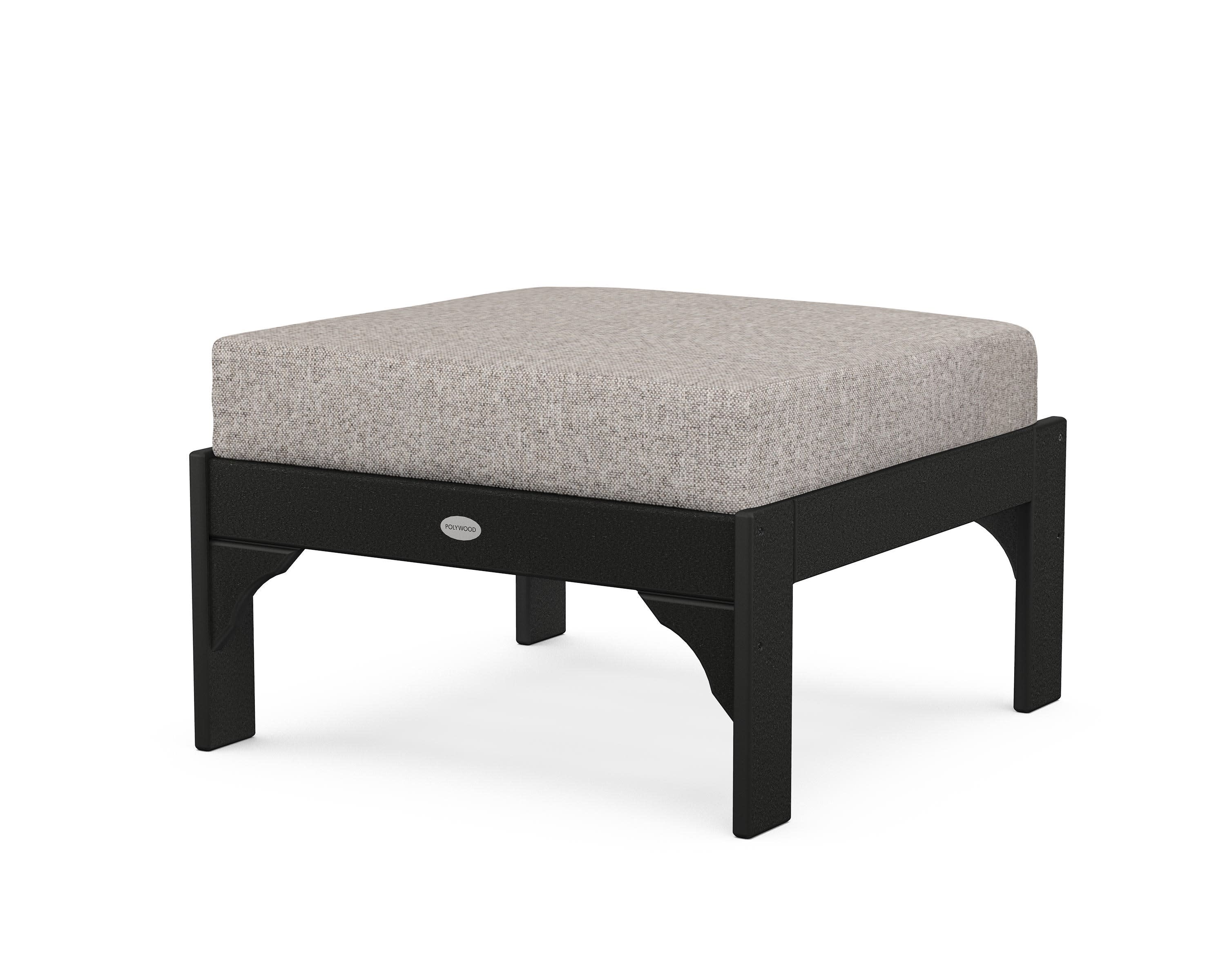 Vineyard Deep Seating Ottoman in Black / Weathered Tweed