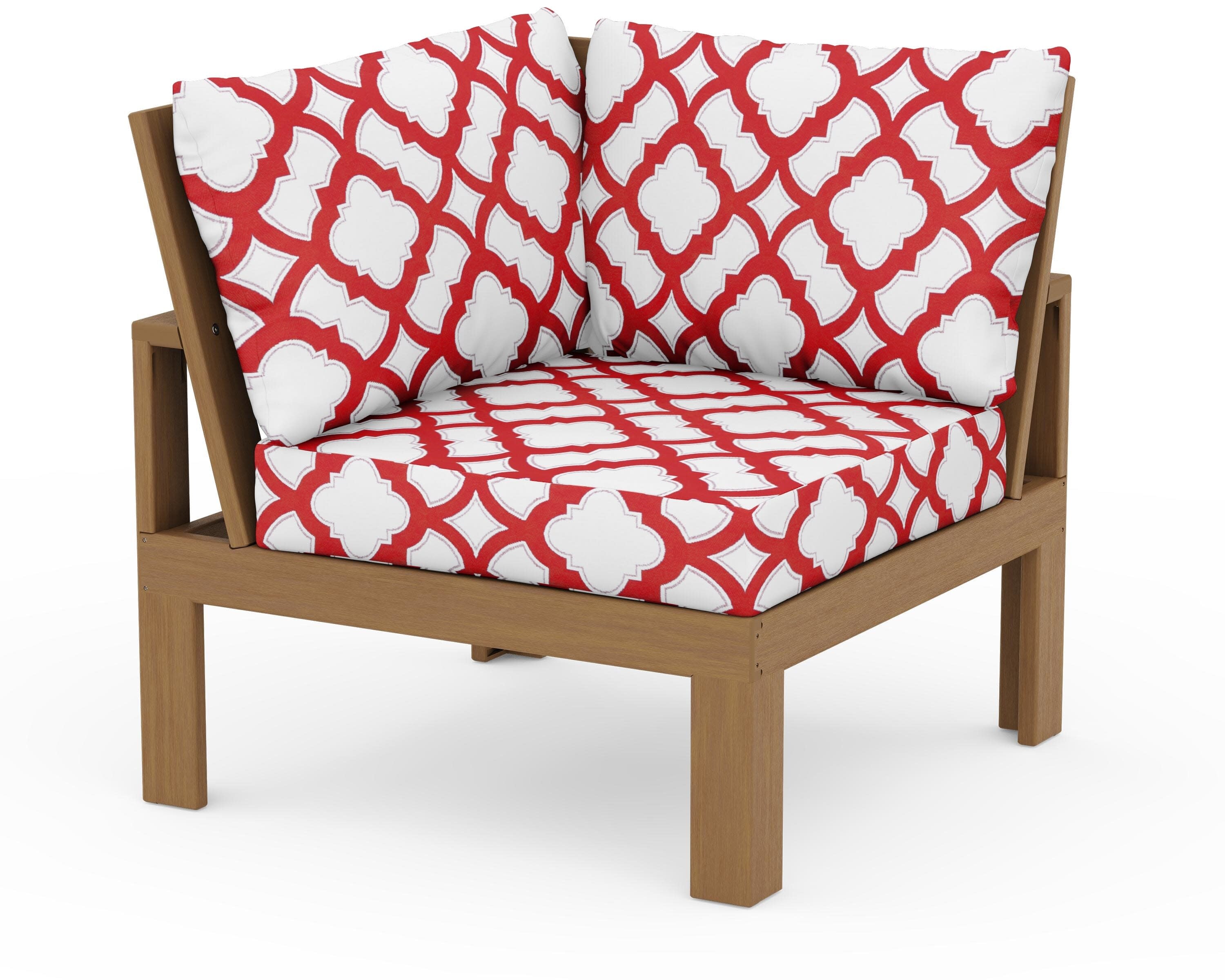 Modular Corner Chair in Natural / Trellis Crimson