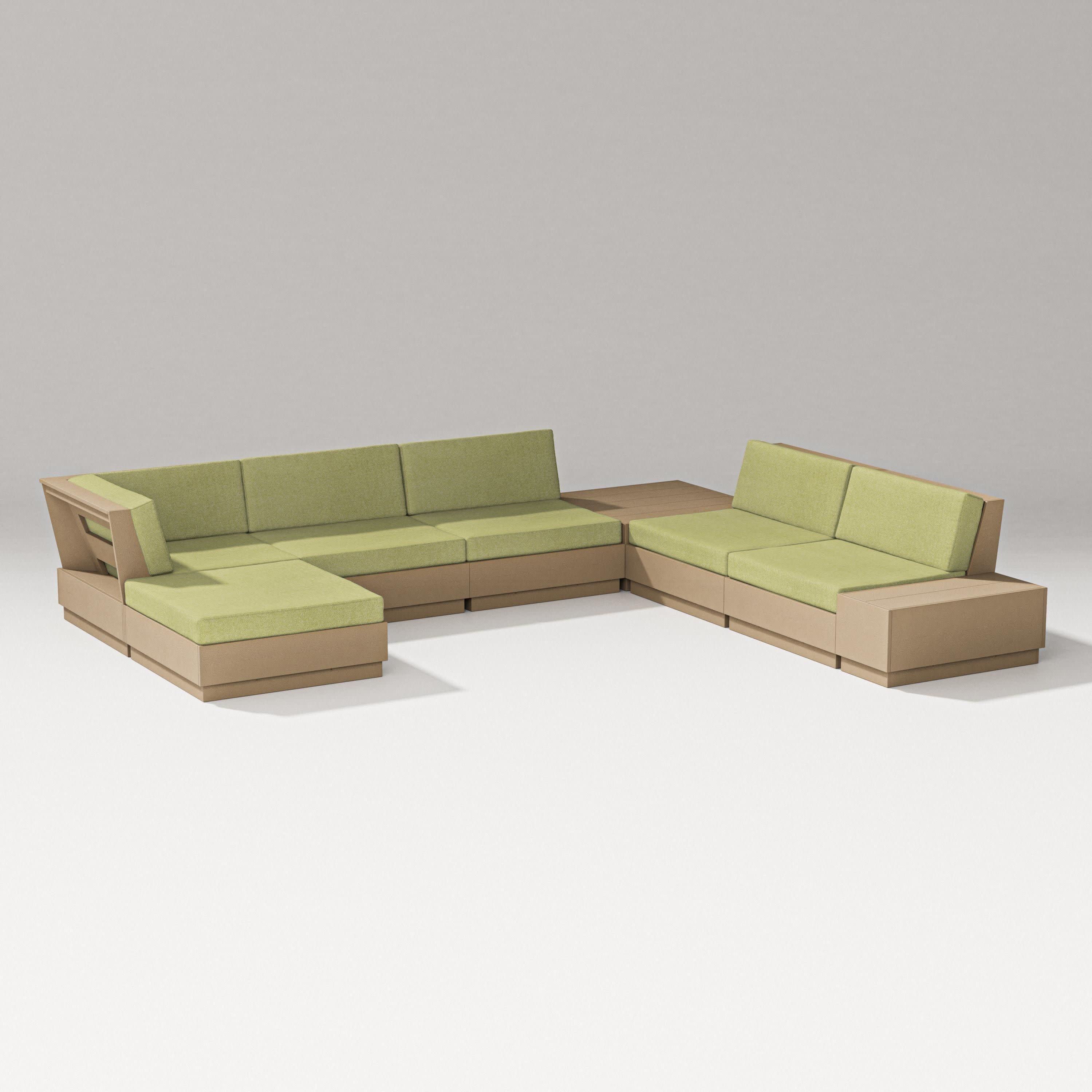 Elevate 8-Piece Corner Sectional in Vintage Sahara / Chartreuse Boucle