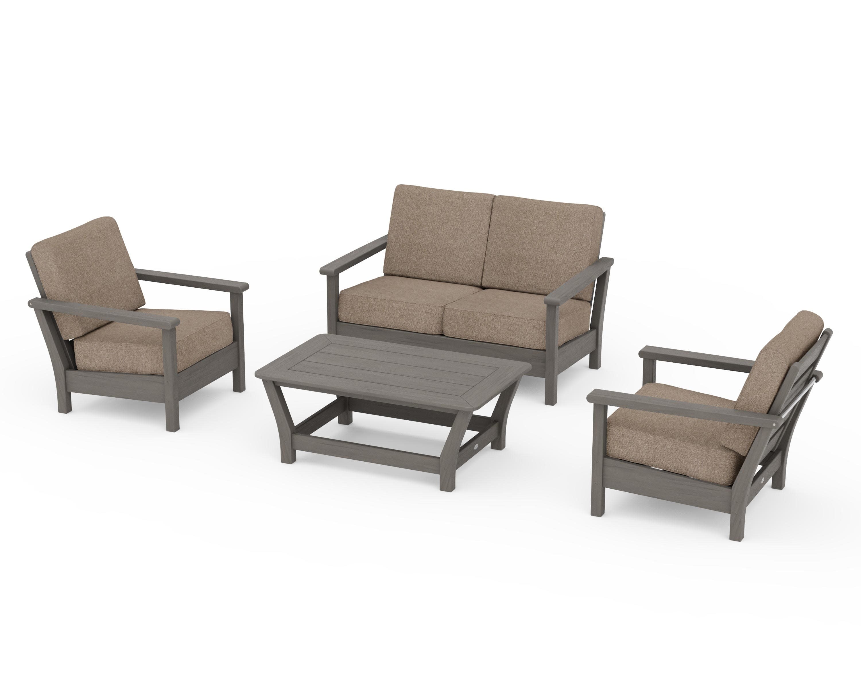 Harbour 4-Piece Deep Seating Set in Driftwood / Spiced Burlap