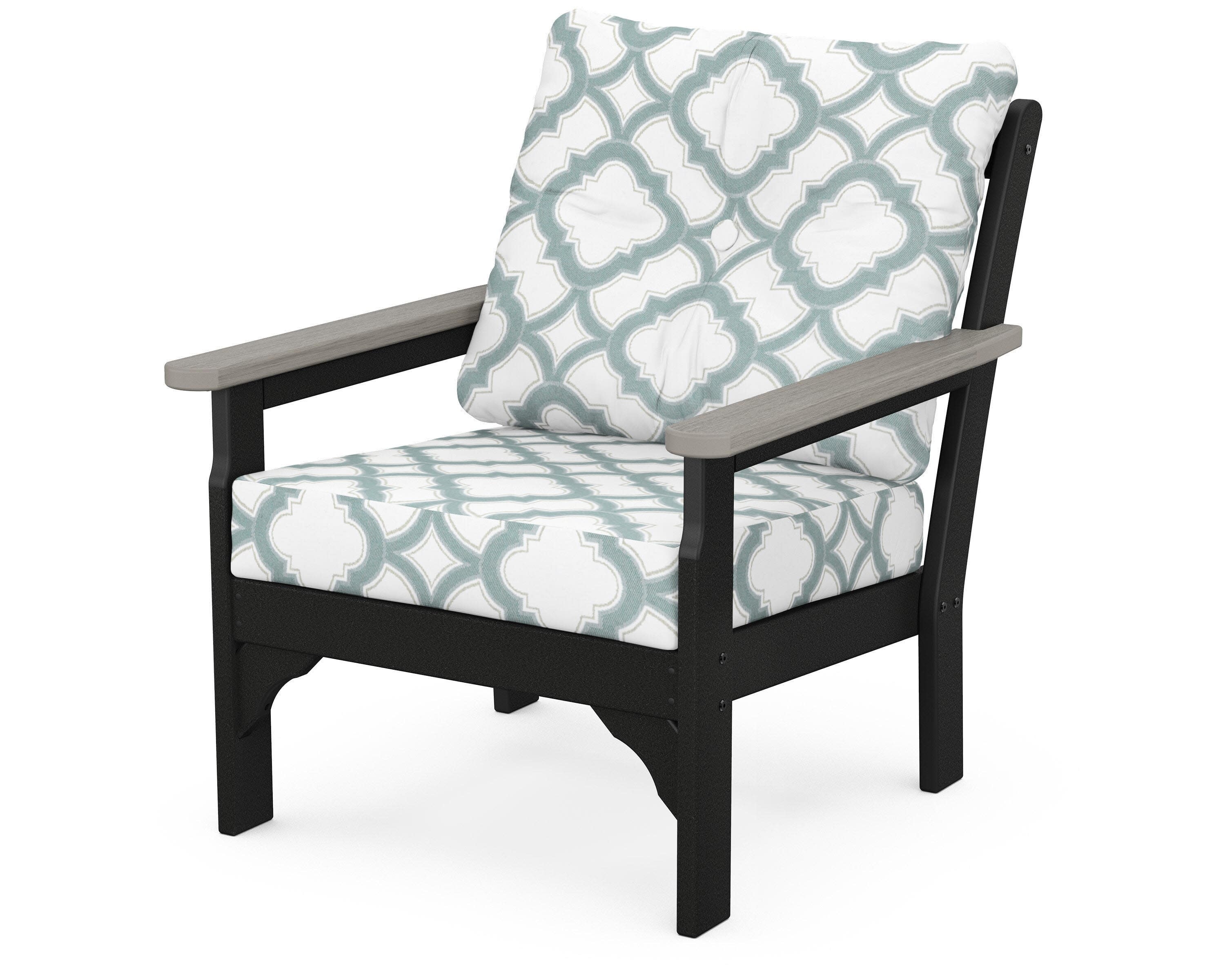 Vineyard Deep Seating Chair in Black / Driftwood / Trellis Glacier Spa