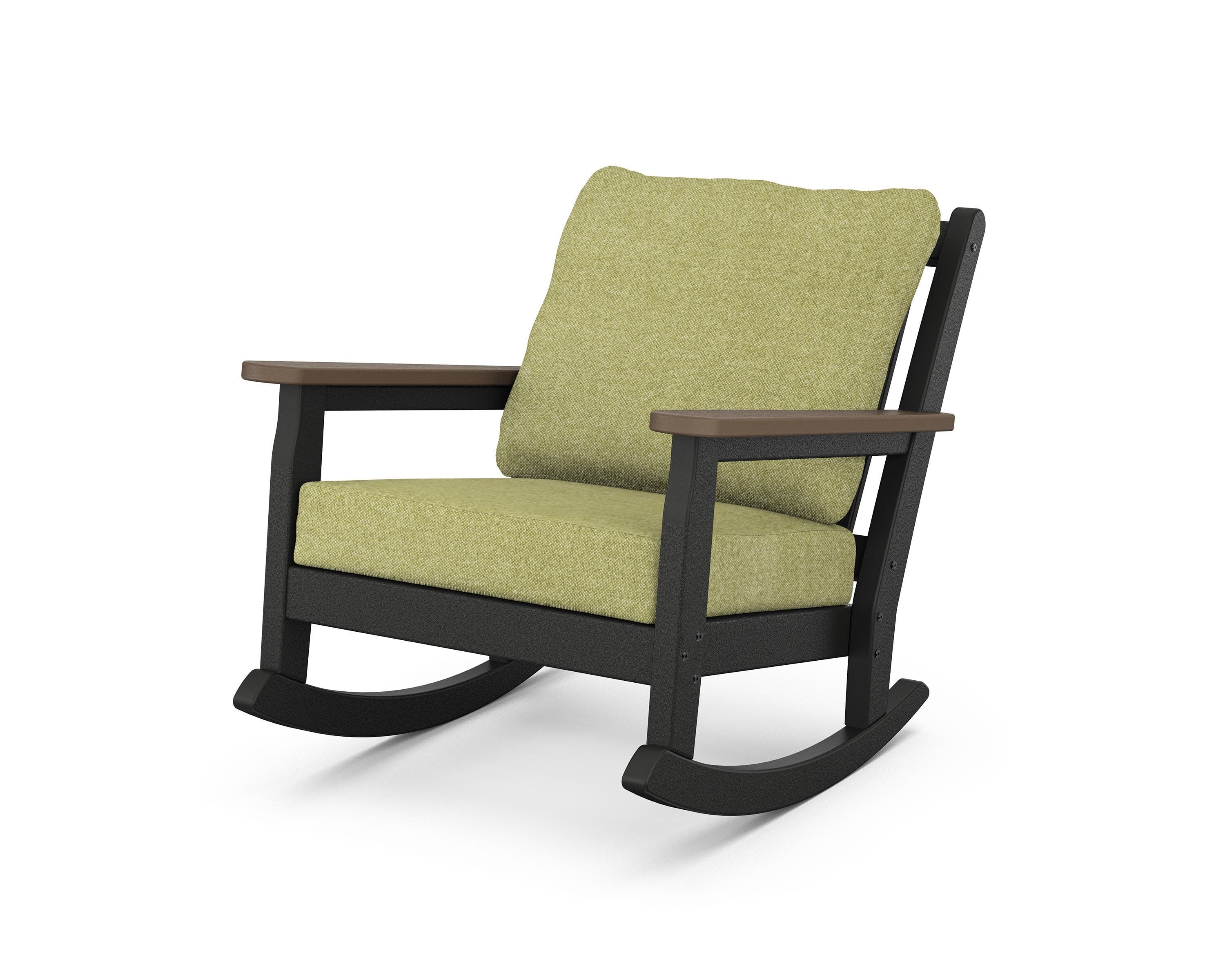 Chippendale Deep Seating Rocking Chair in Black / Kona / Chartreuse Boucle