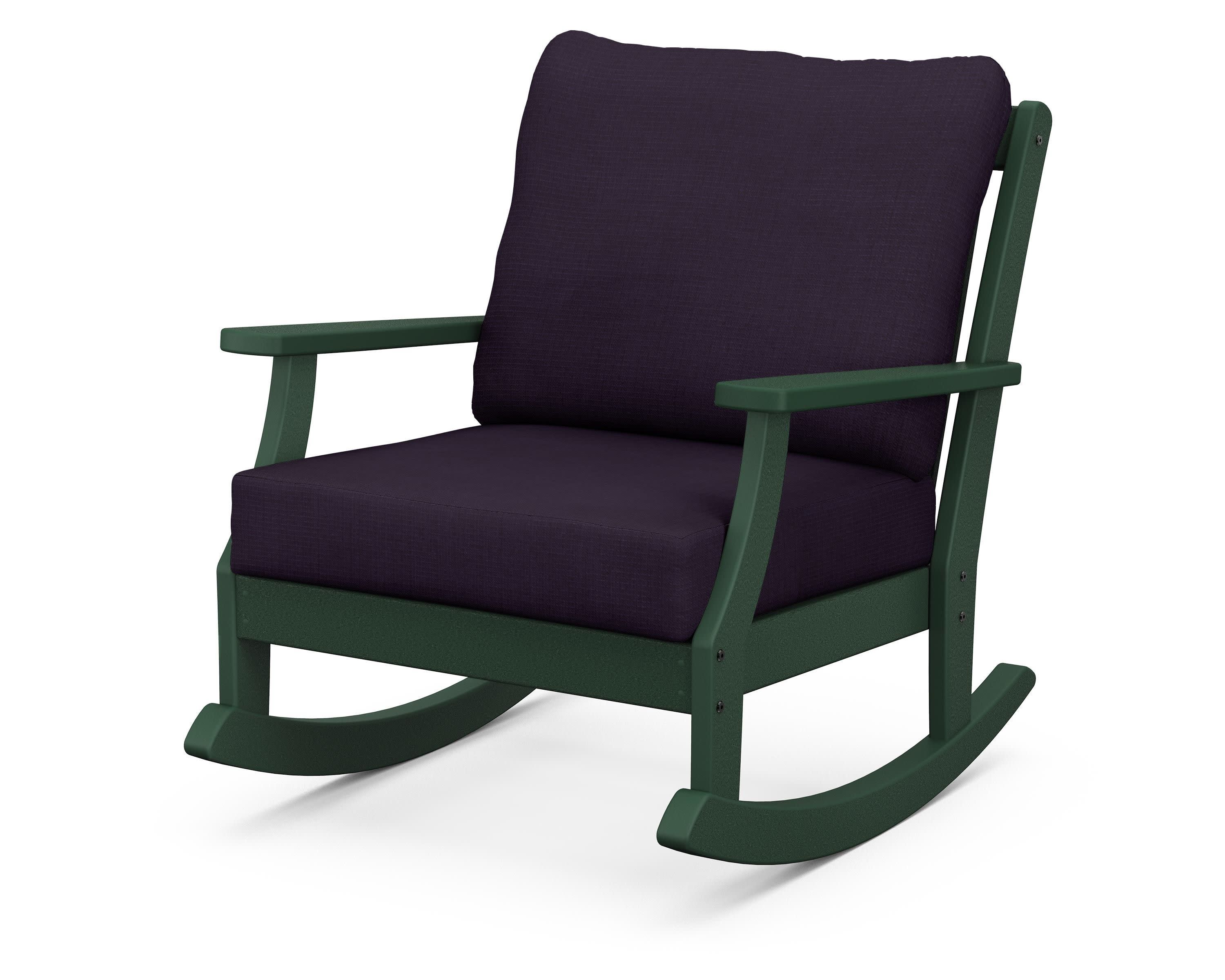 Braxton Deep Seating Rocking Chair in Green / Navy Linen
