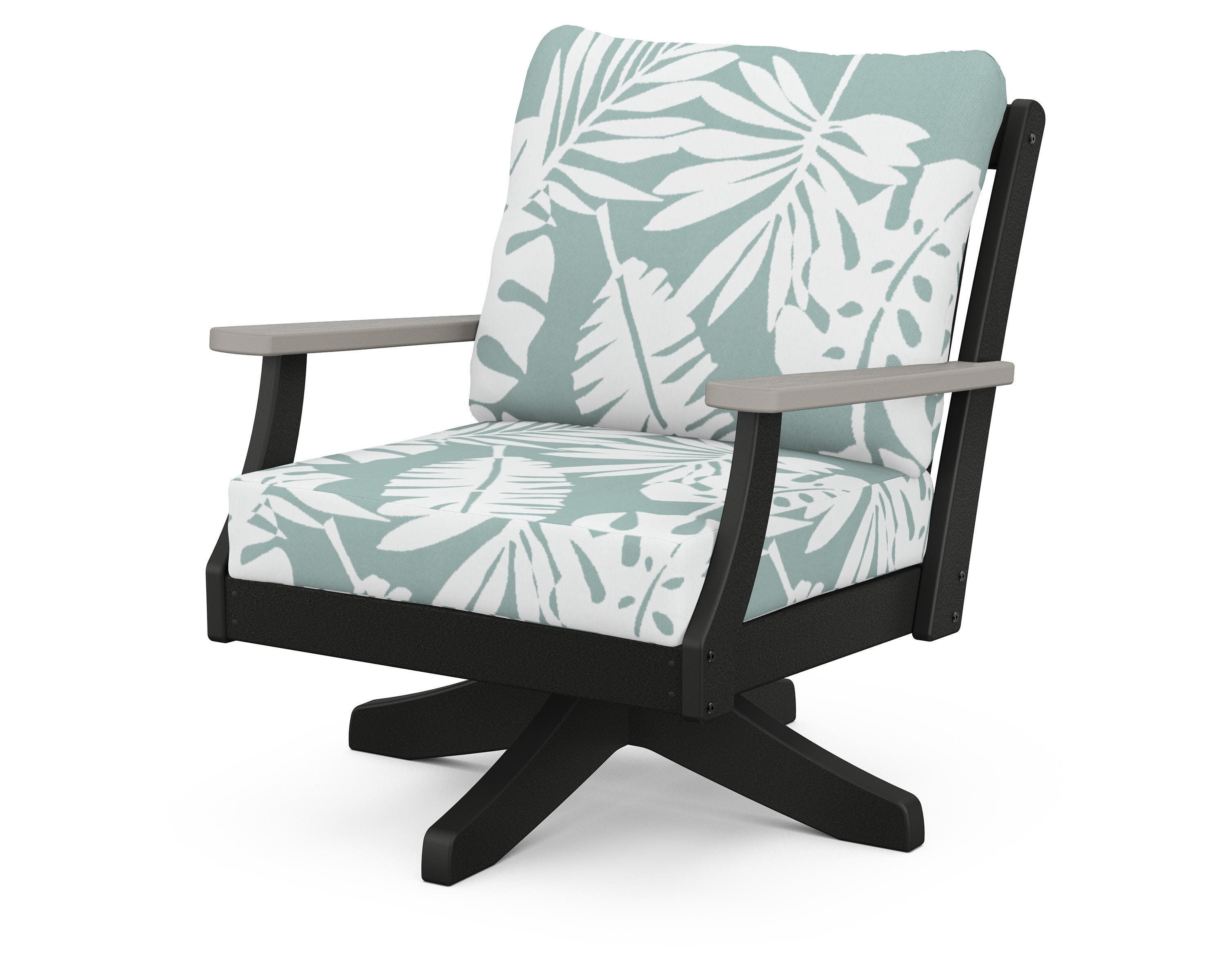 Braxton Deep Seating Swivel Chair in Black / Driftwood / Leaf Glacier Spa