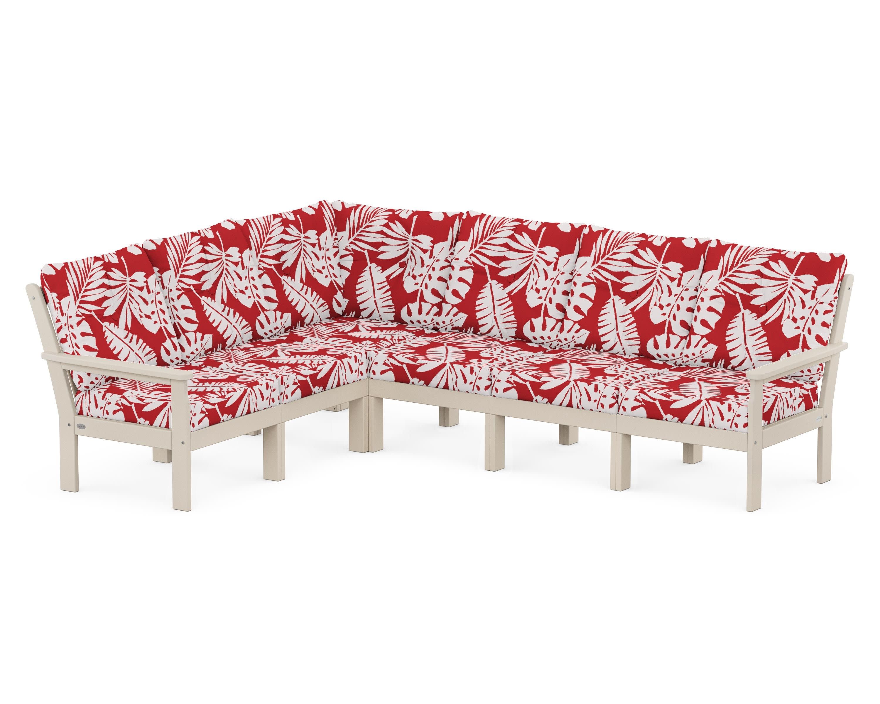 Vineyard 6-Piece Sectional in Sand / Leaf Crimson