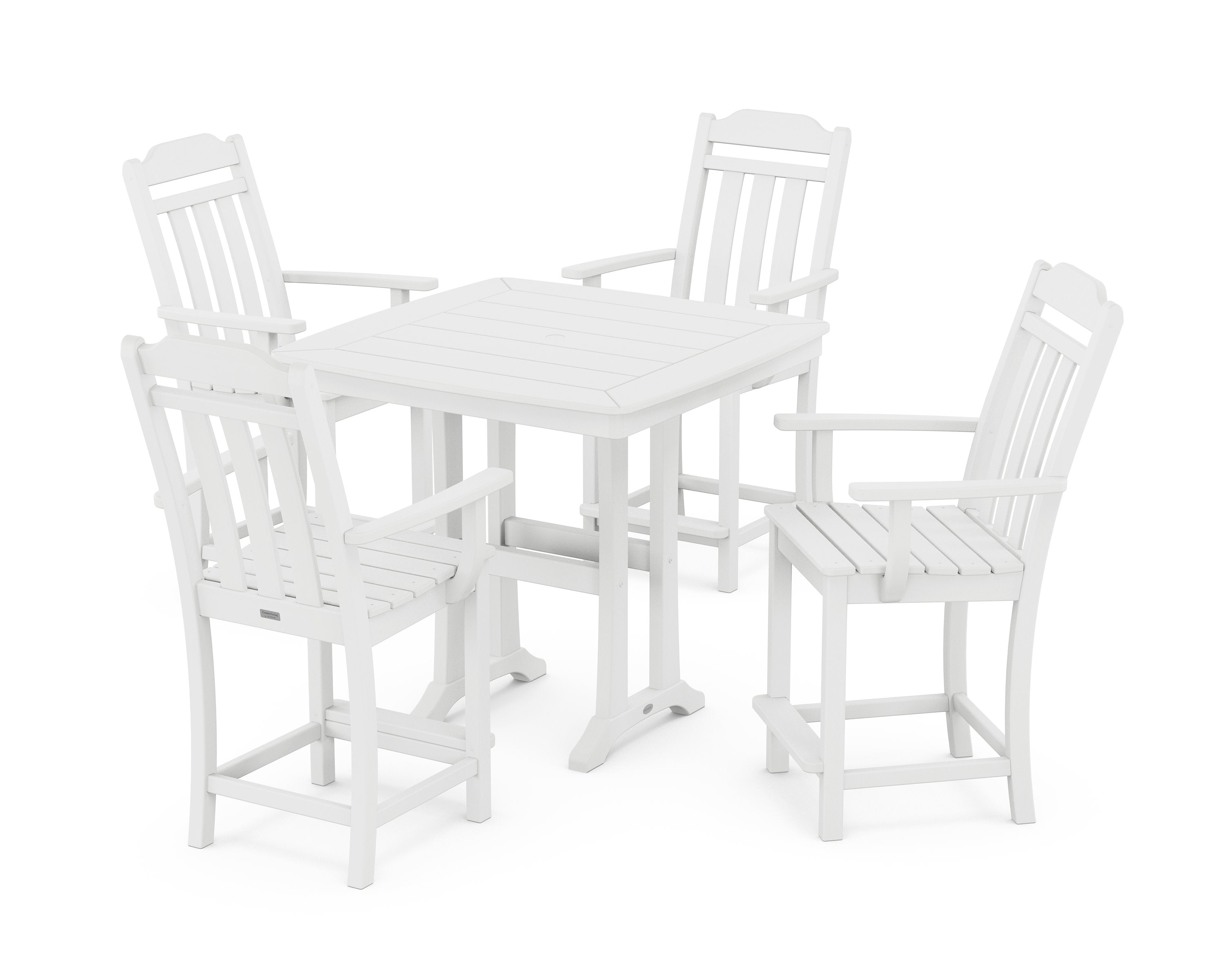 Cottage 5-Piece Counter Set with Trestle Legs in White