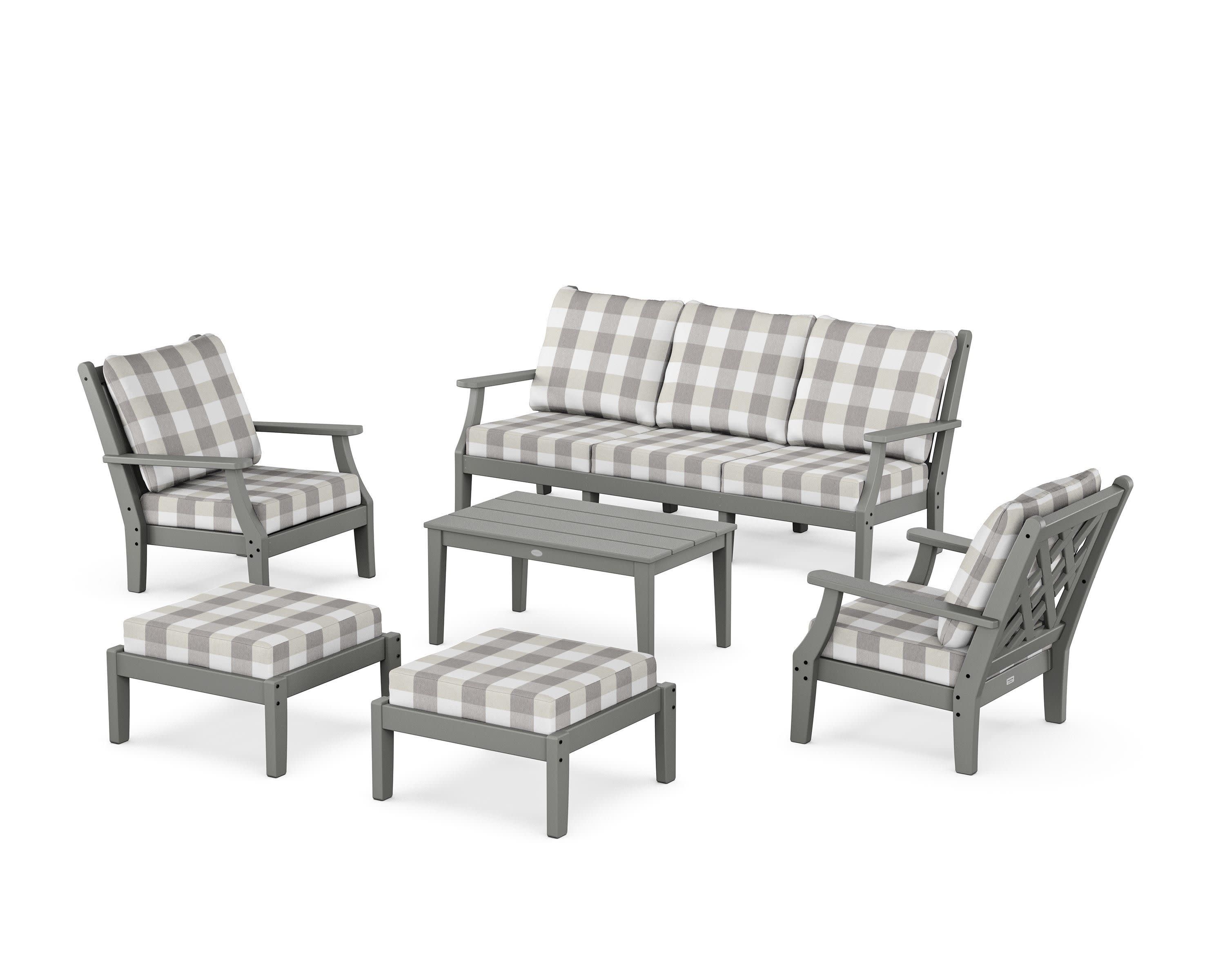 Wovendale 6-Piece Lounge Sofa Set in Slate Grey / Buffalo Plaid Grey Mist