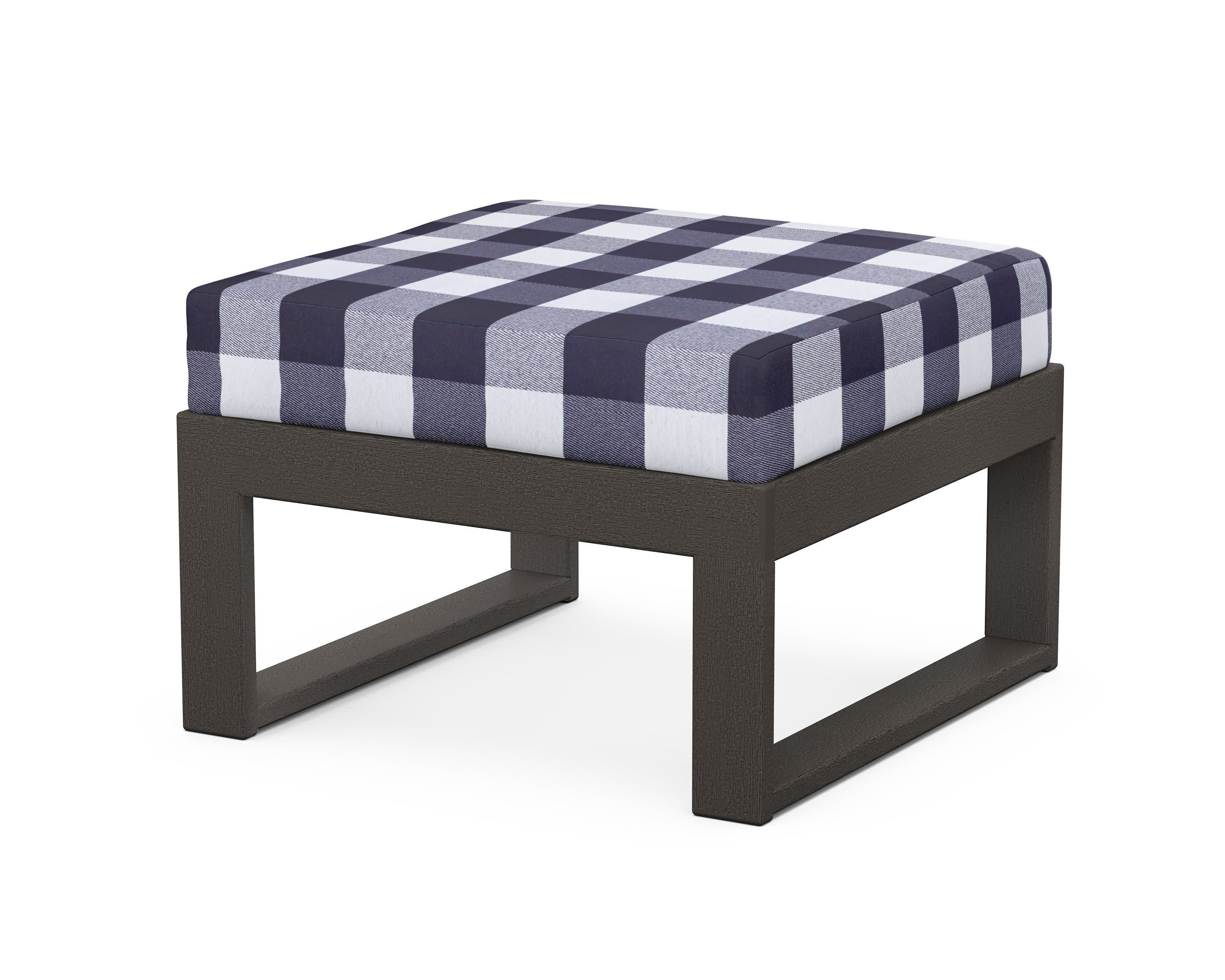 Modular Ottoman - Modern in Vintage Coffee / Buffalo Plaid Navy