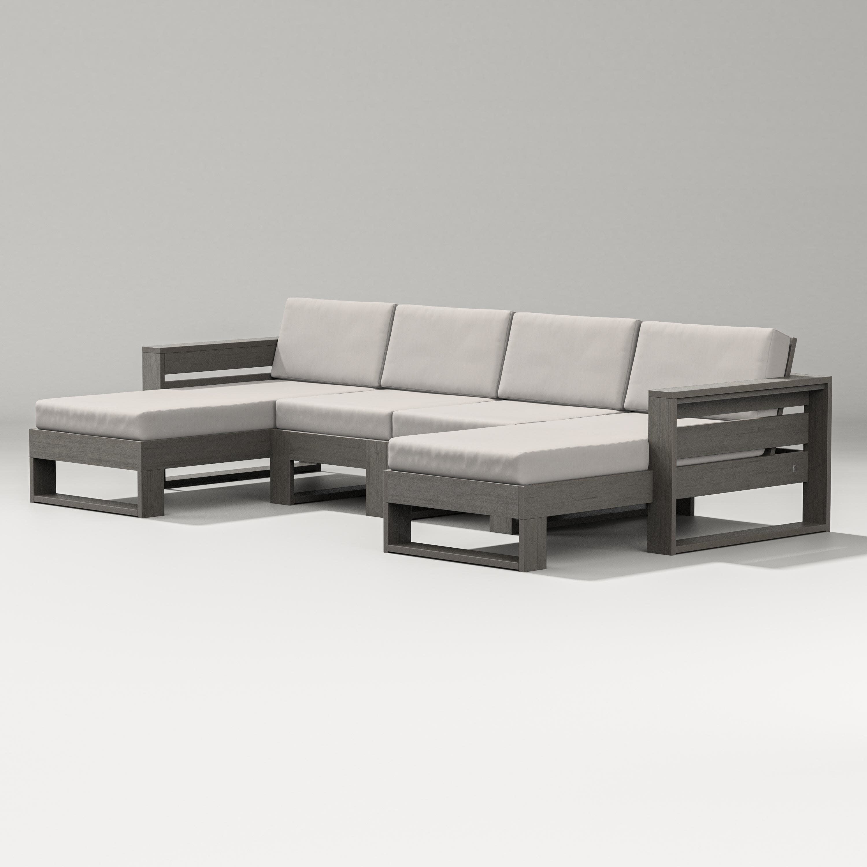 Latitude Double Chaise Sectional in Driftwood / Cast Ash