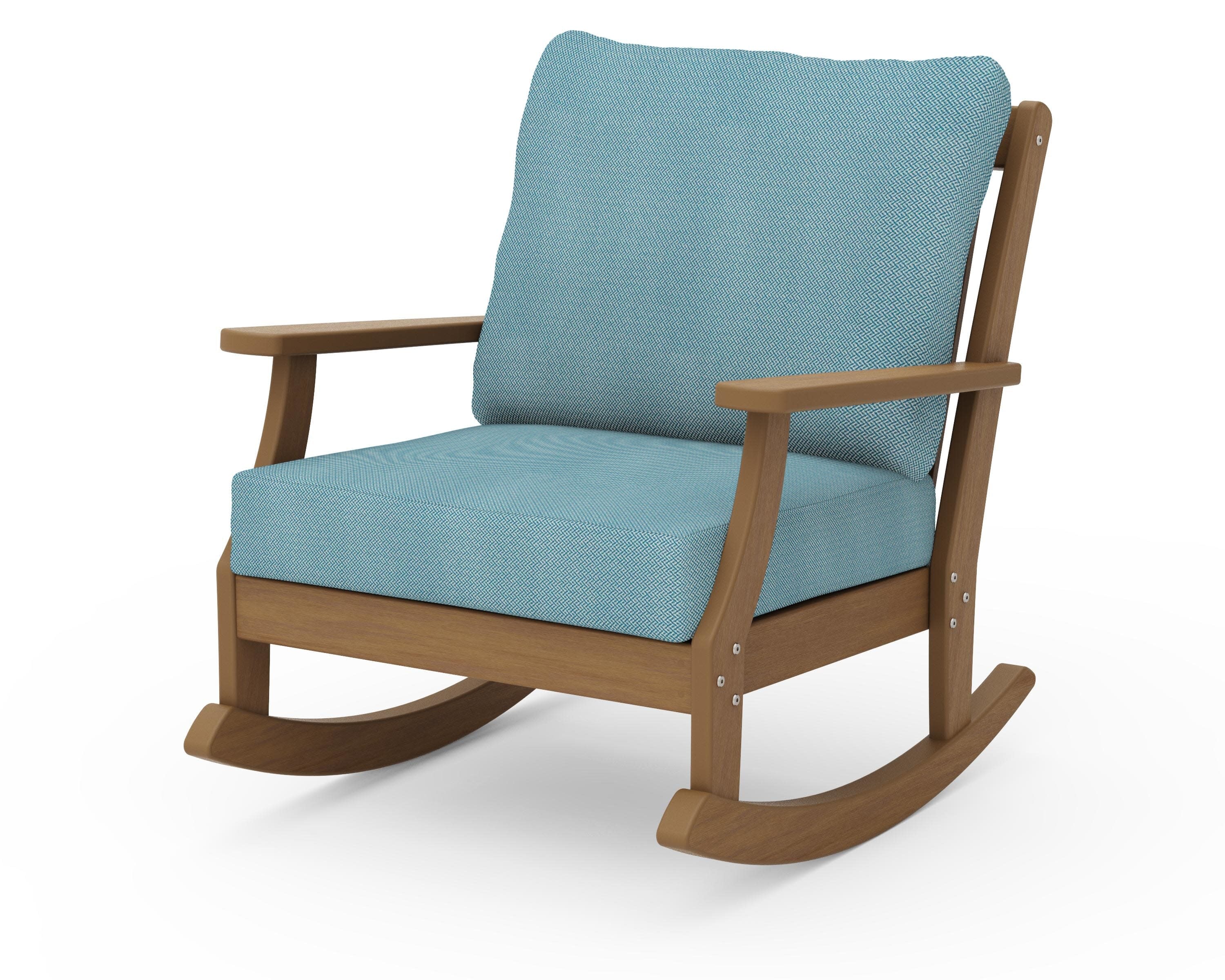 Braxton Deep Seating Rocking Chair in Natural / Lattice Sky Blue